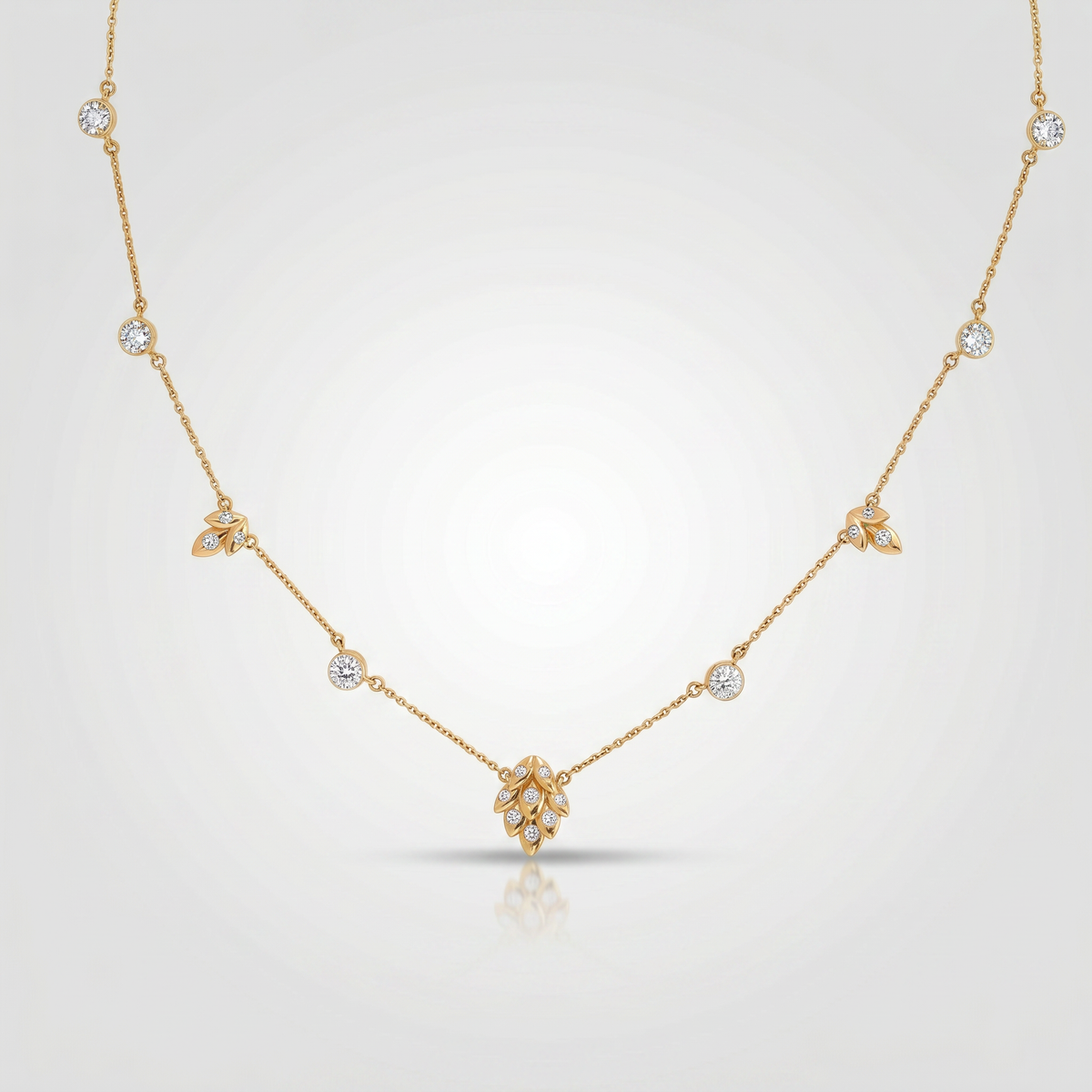 Leaf Charm Diamond Pendant Necklace – product image 2