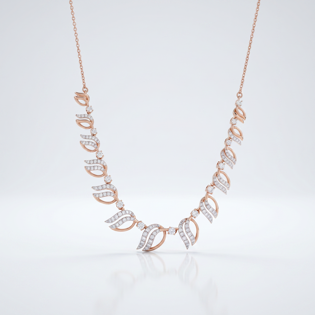 Leaf Motif Diamond Pendant Necklace – product image 2