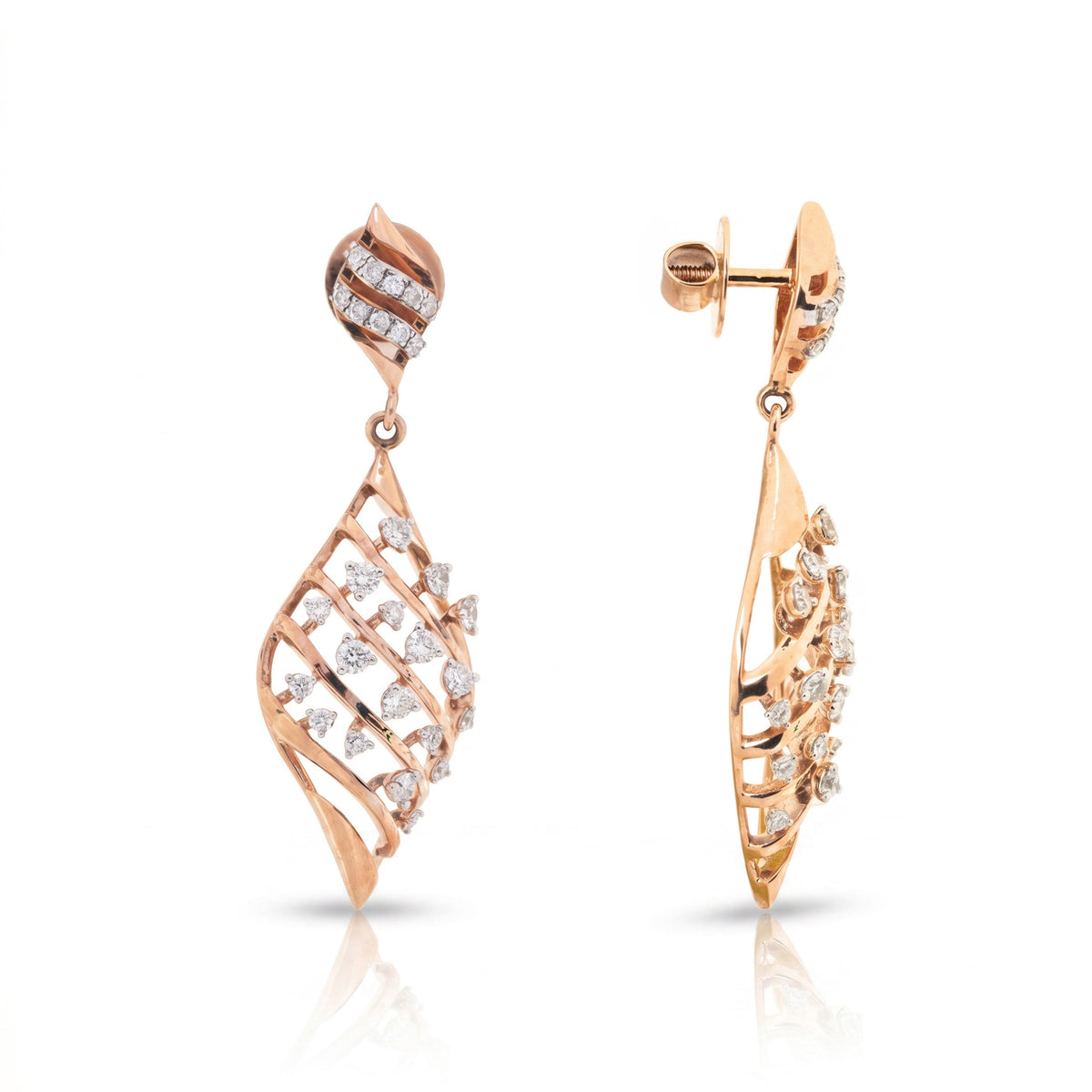 Mayura Leaf Diamond Drop Earrings – product image 3
