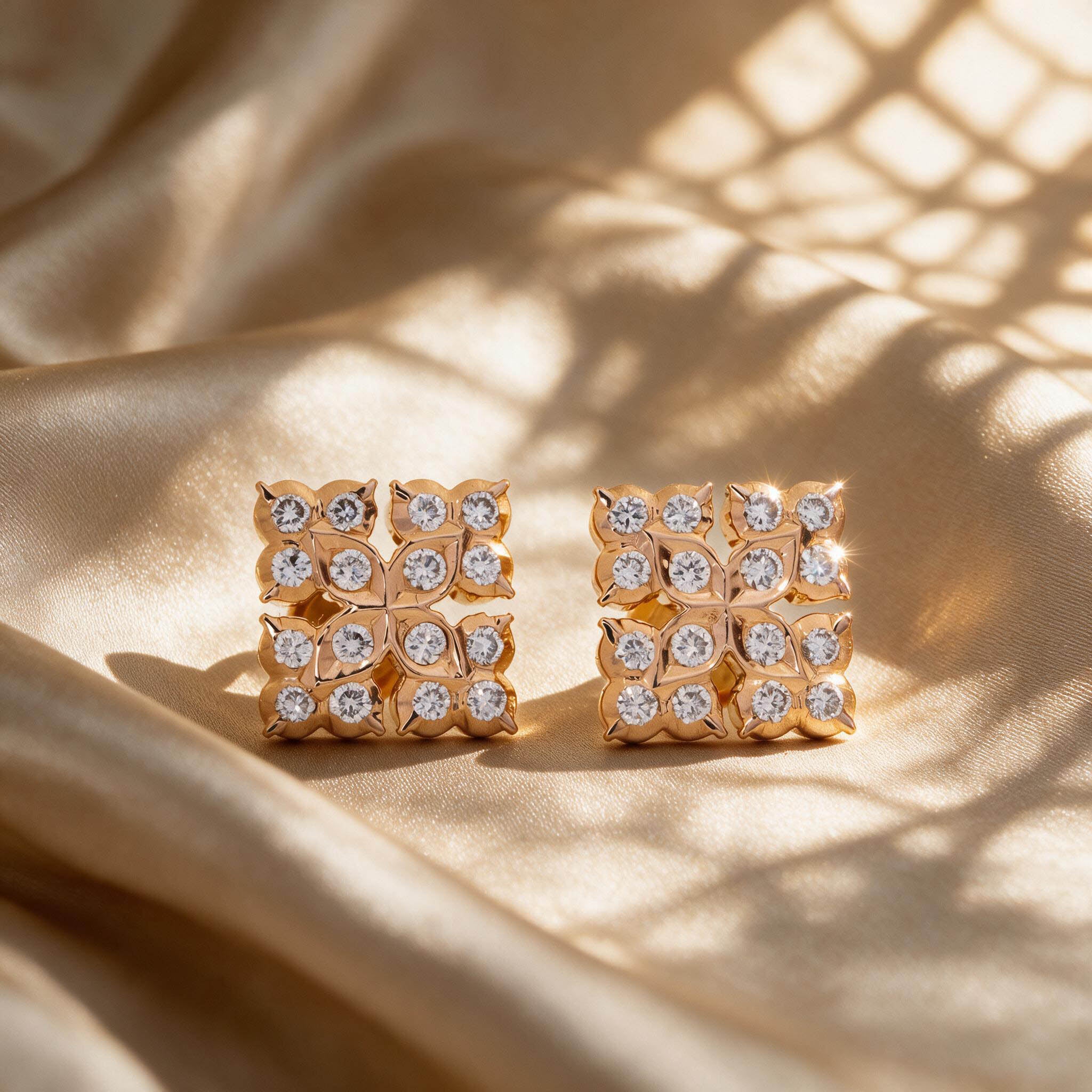 Heritage Yellow Gold Closed Setting Diamond Thodu Earrings