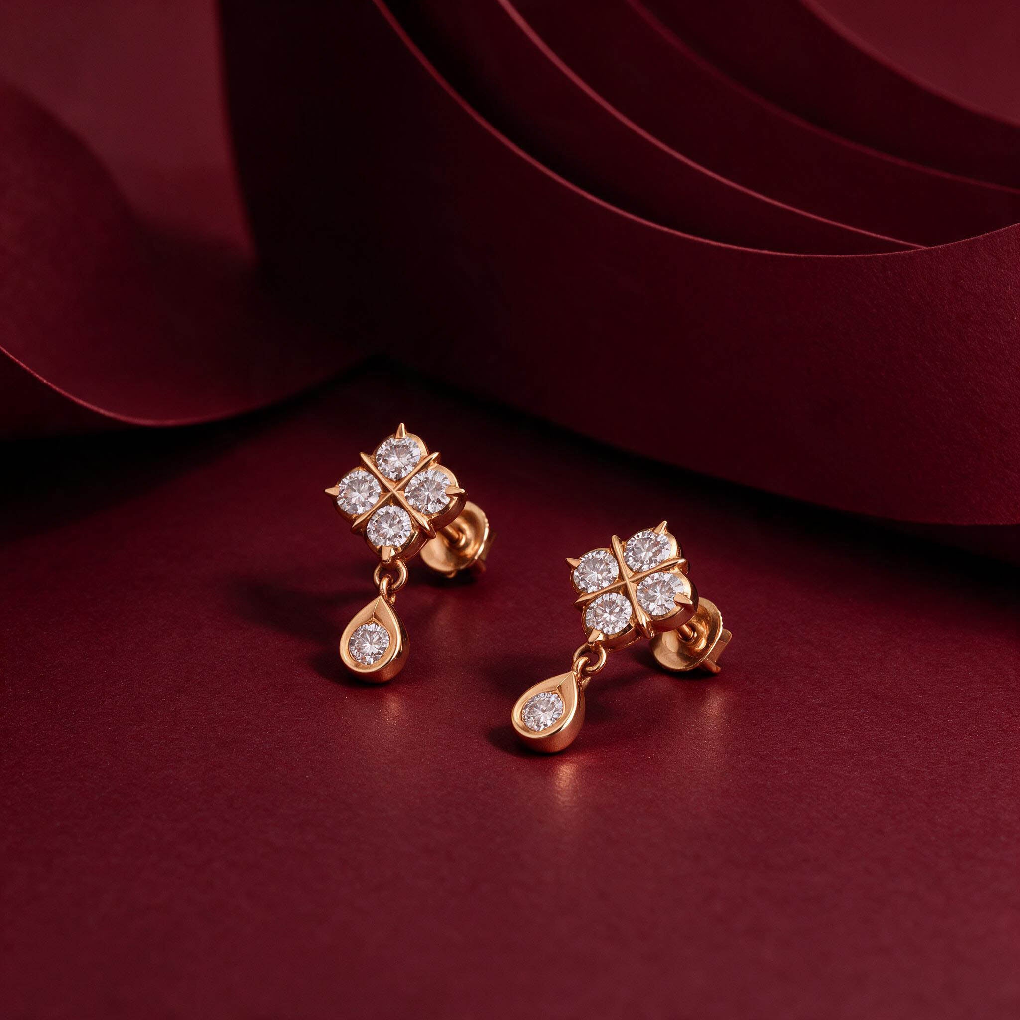 Closed Setting Chettinad Diamond Drop Earrings