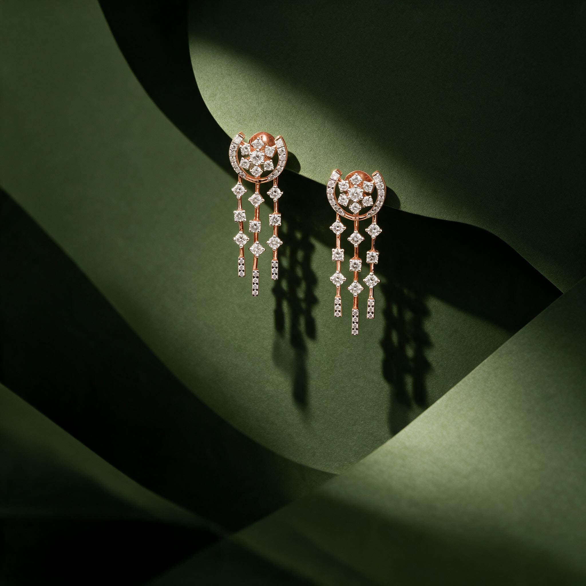 Vintage Moonlit Diamond Cascade Earrings