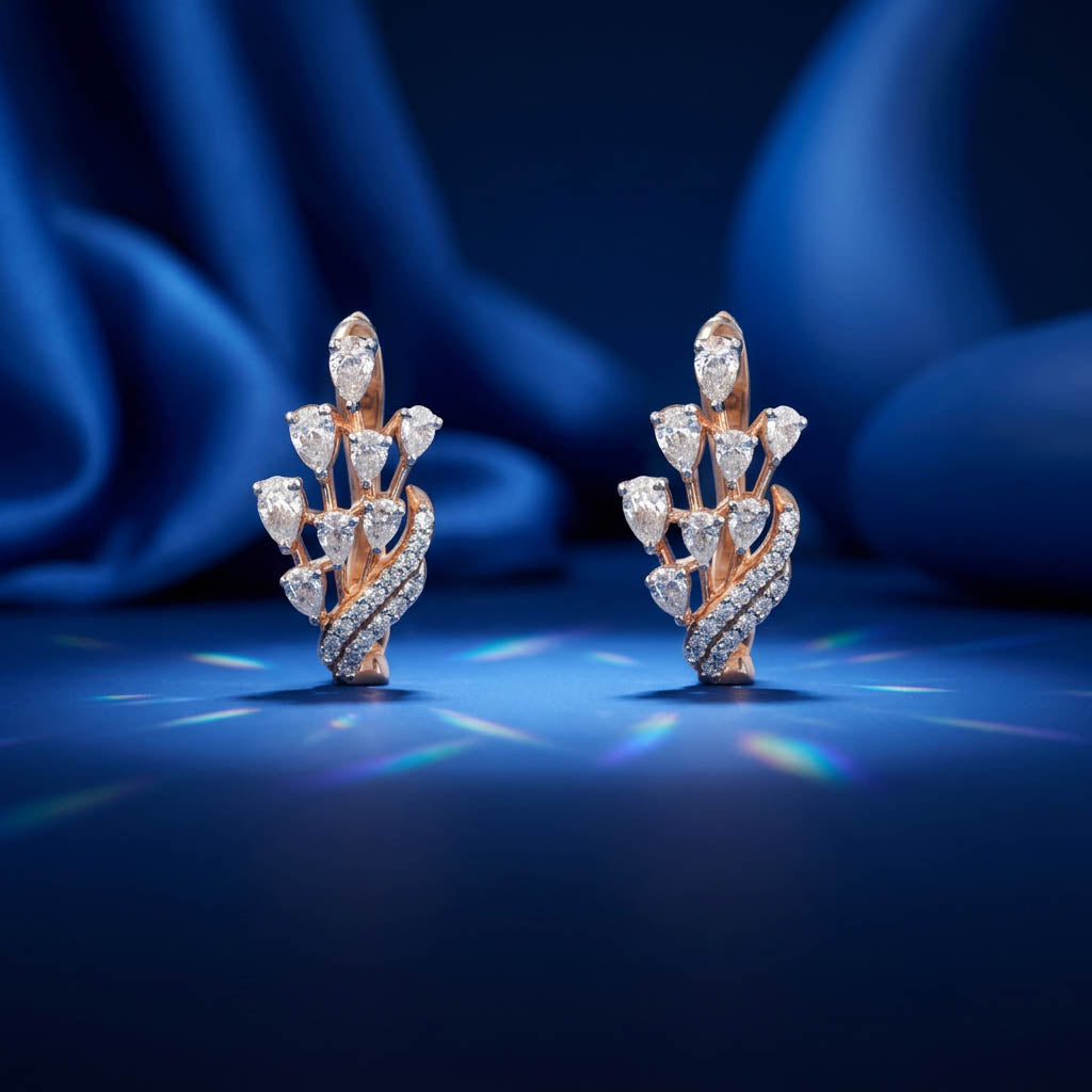 Diamond Bouquet Huggie Earrings