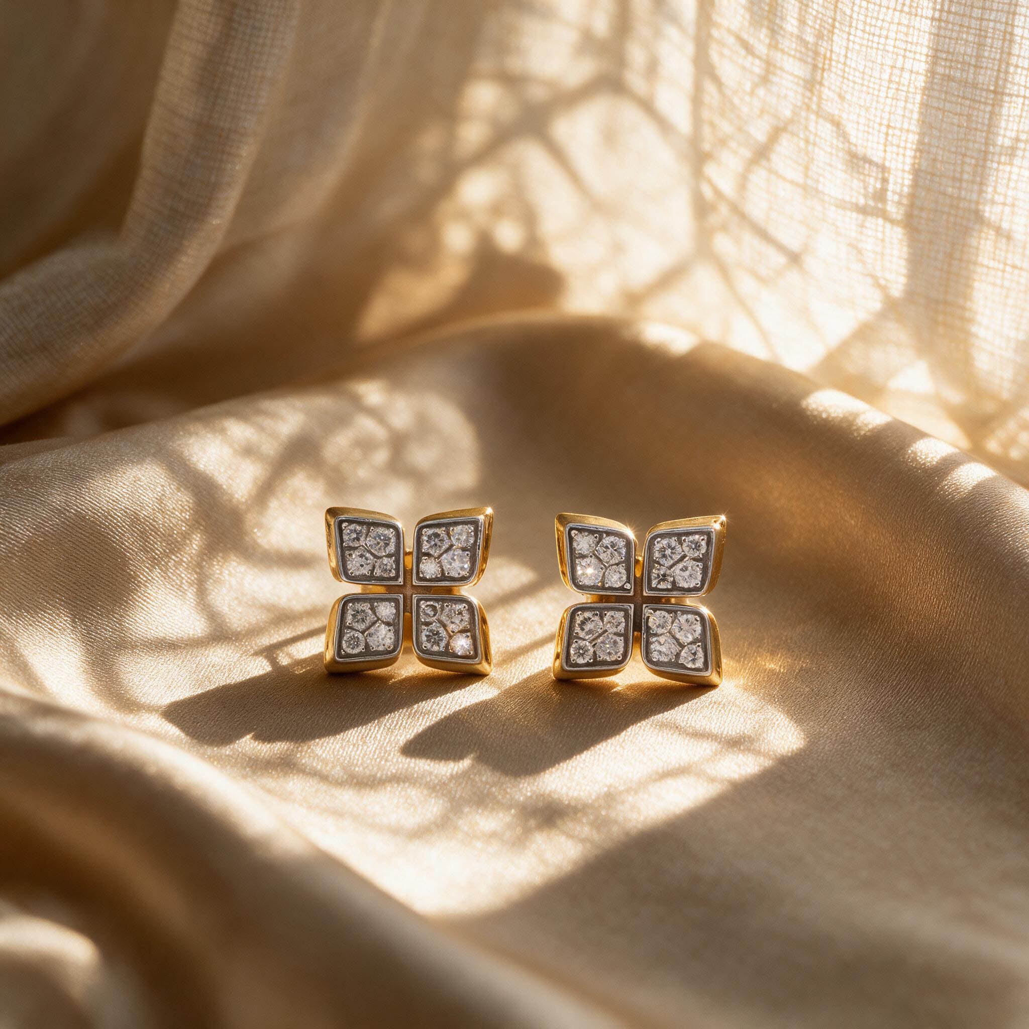 Butterfly Cluster Diamond Stud Earrings