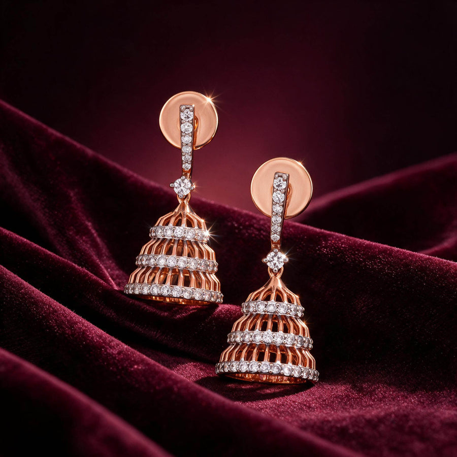 Shikharthea 9KT Lab Diamond Jhumka Earrings