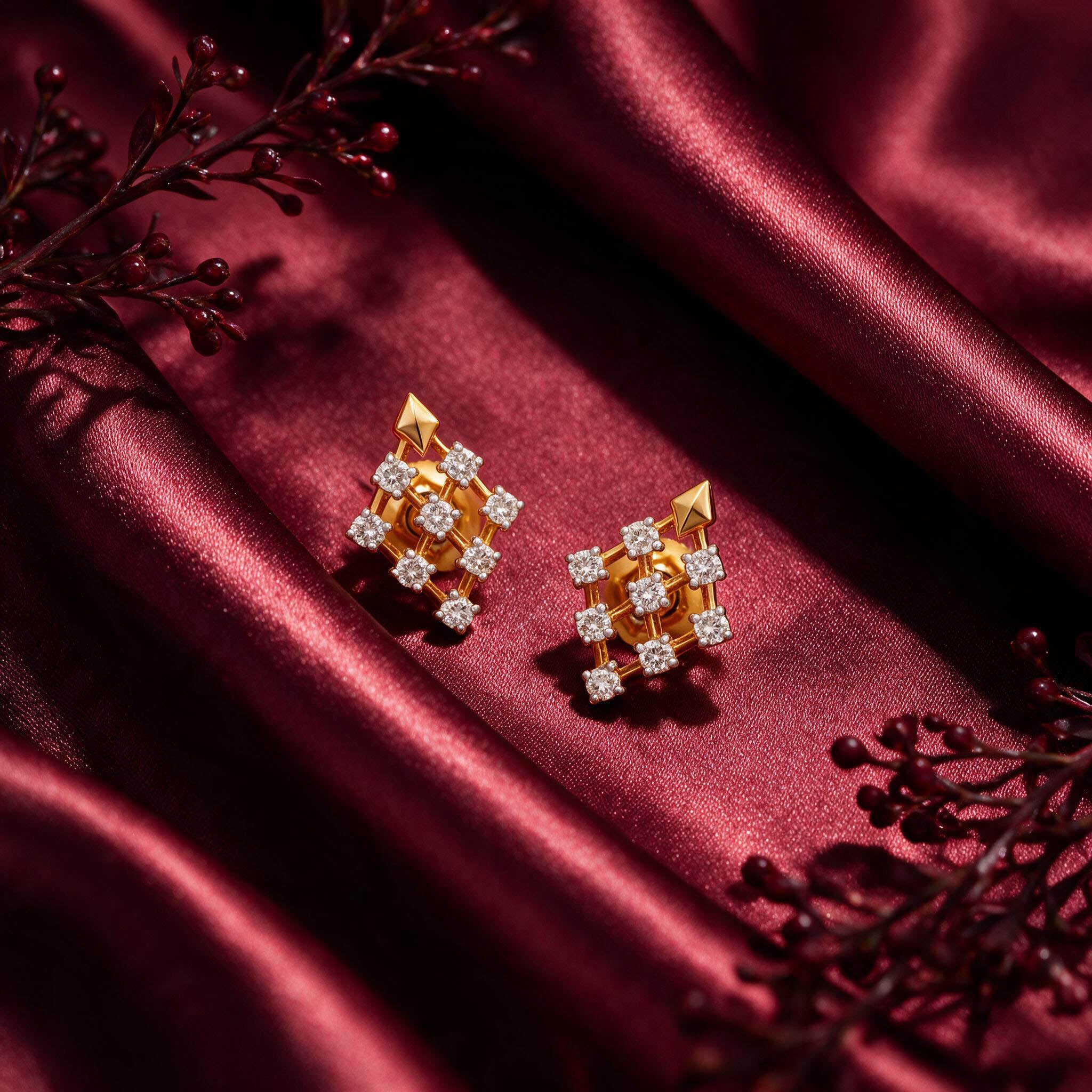 Vajra Jaal Diamond Stud Earrings