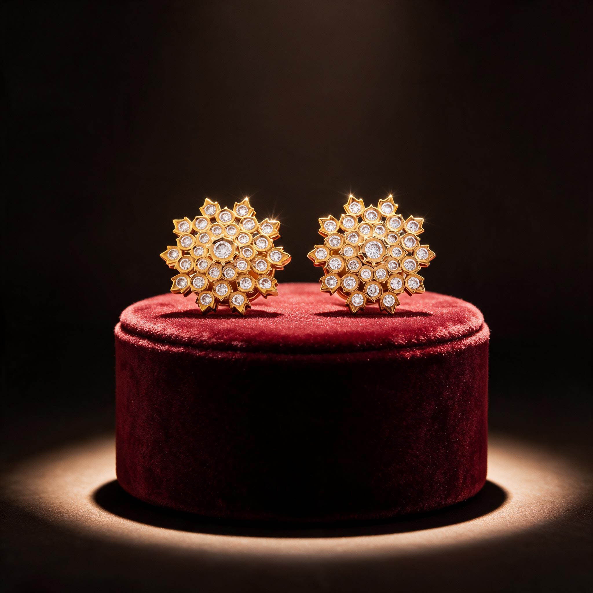 Suryaara™ Traditional Diamond Floral Stud Earrings