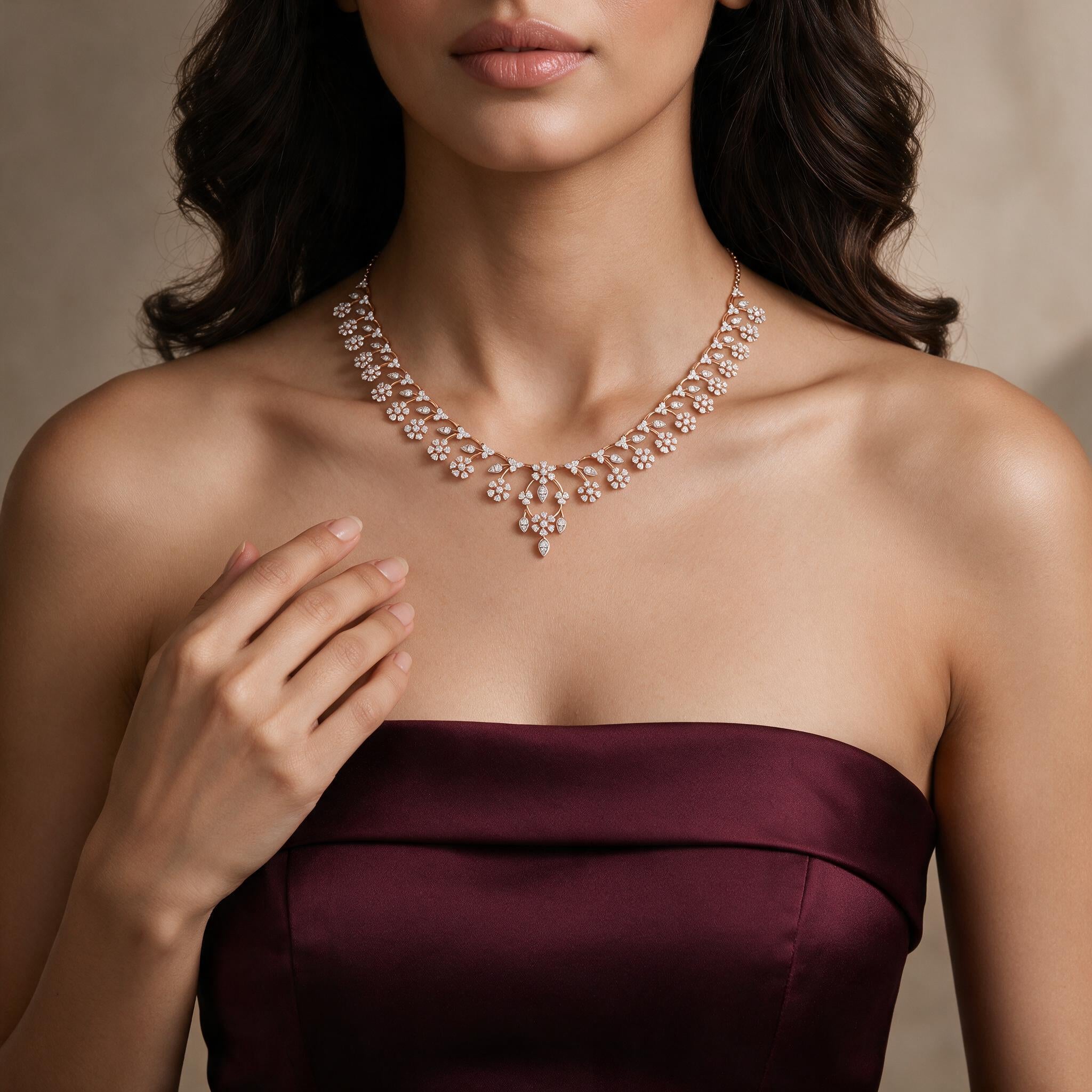 Crescent Fringe Lab-Grown Diamond Necklace
