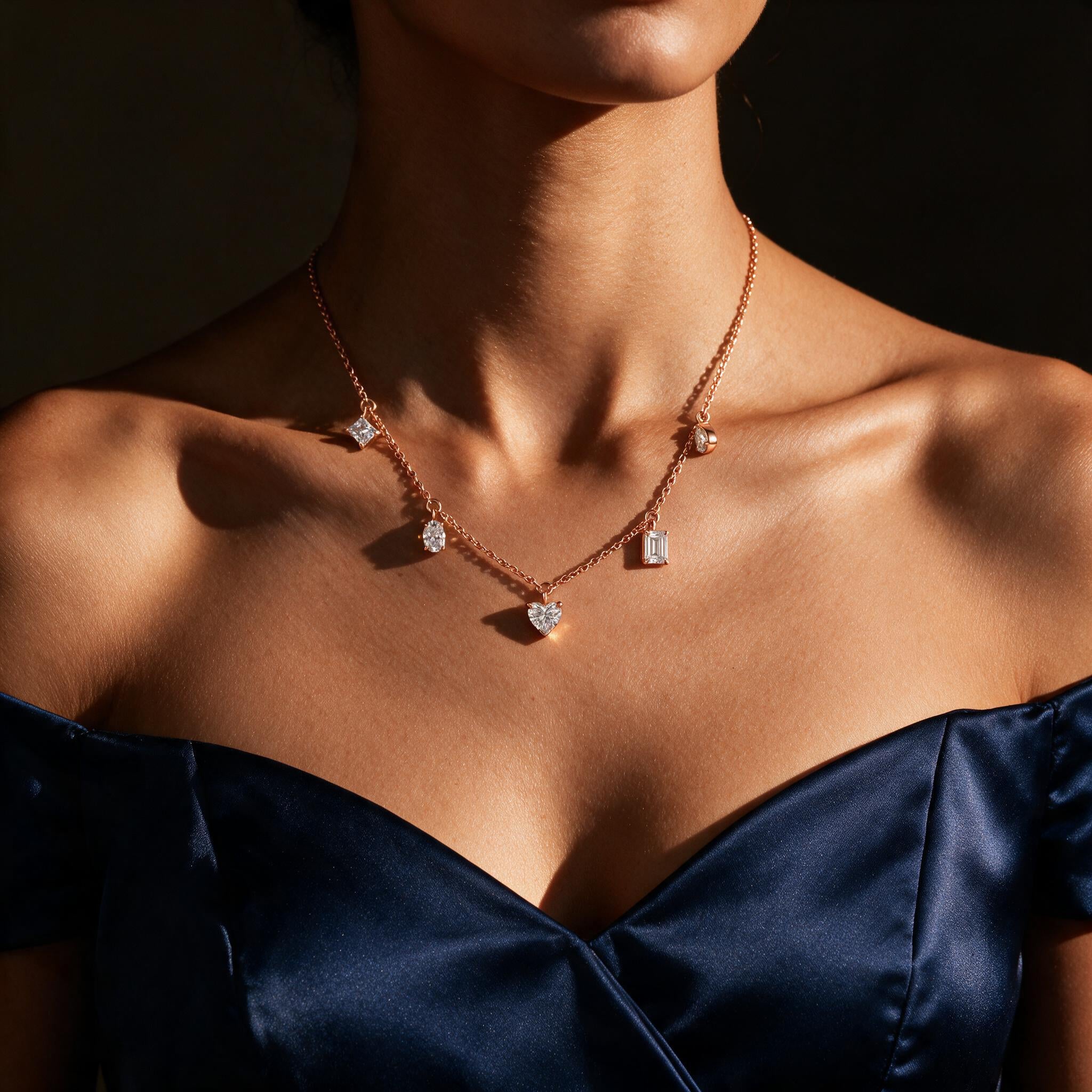 Penta Solitaire Charms Necklace