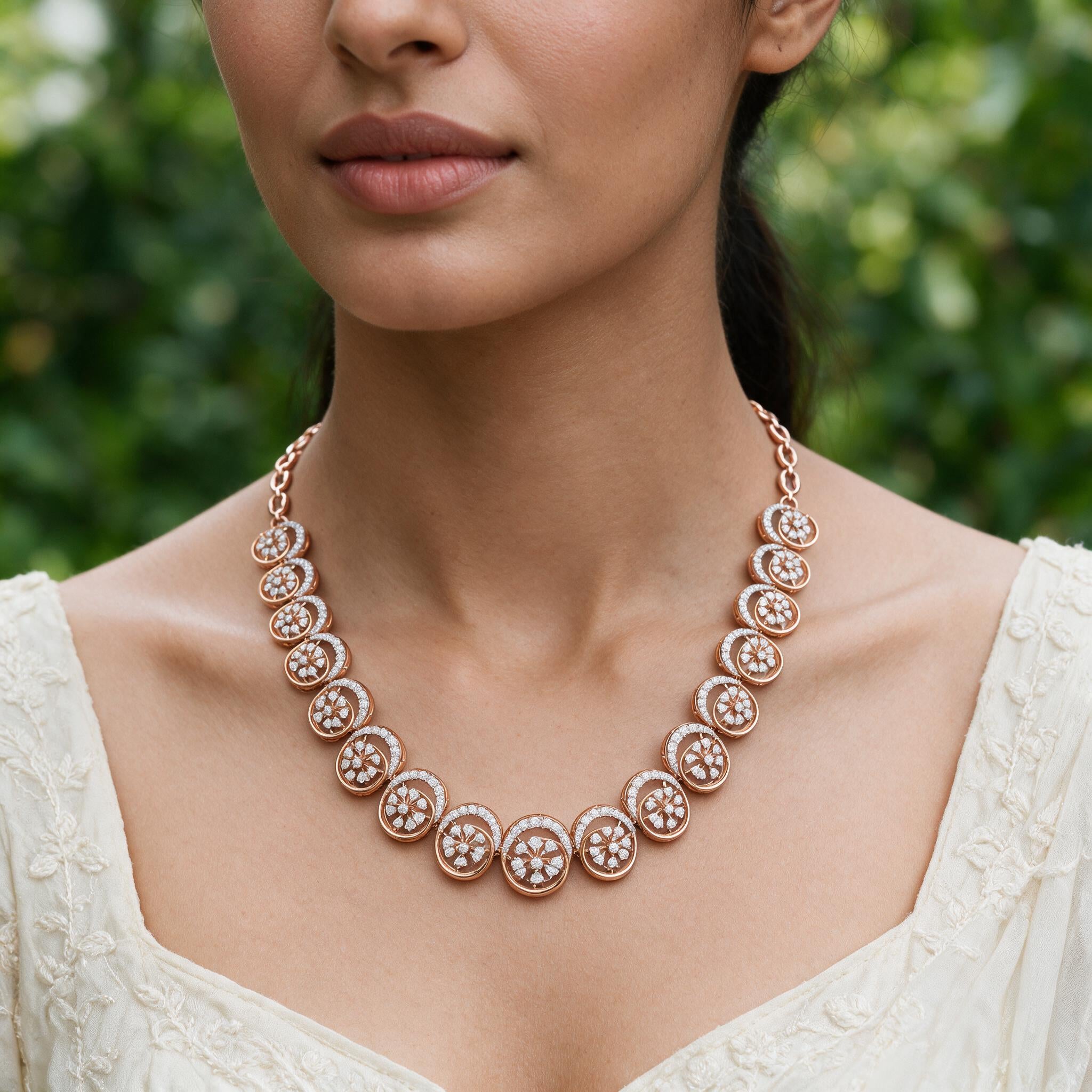 Circular Filigree Medallion Diamond Necklace
