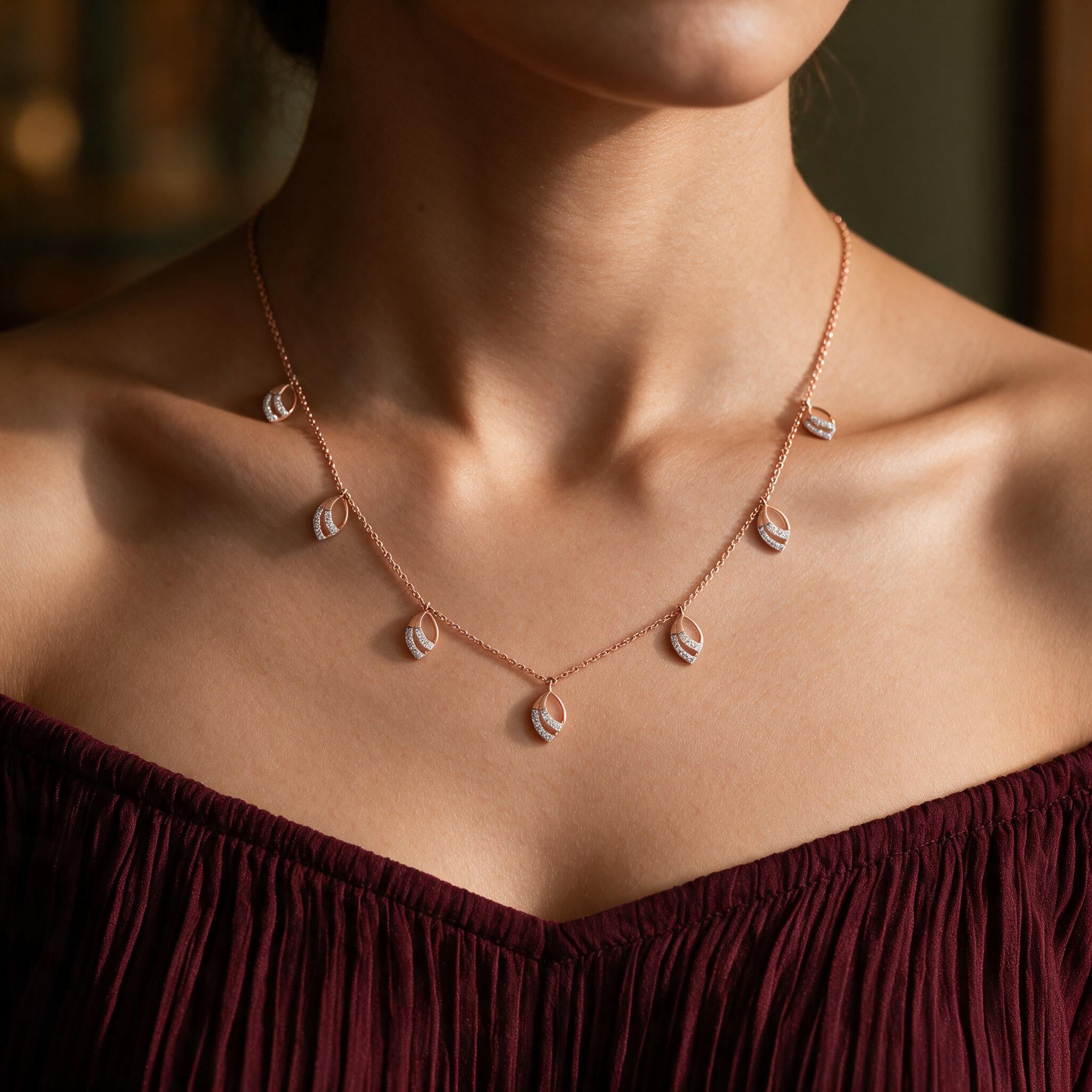 Teardrop Charm Diamond Pendant Necklace