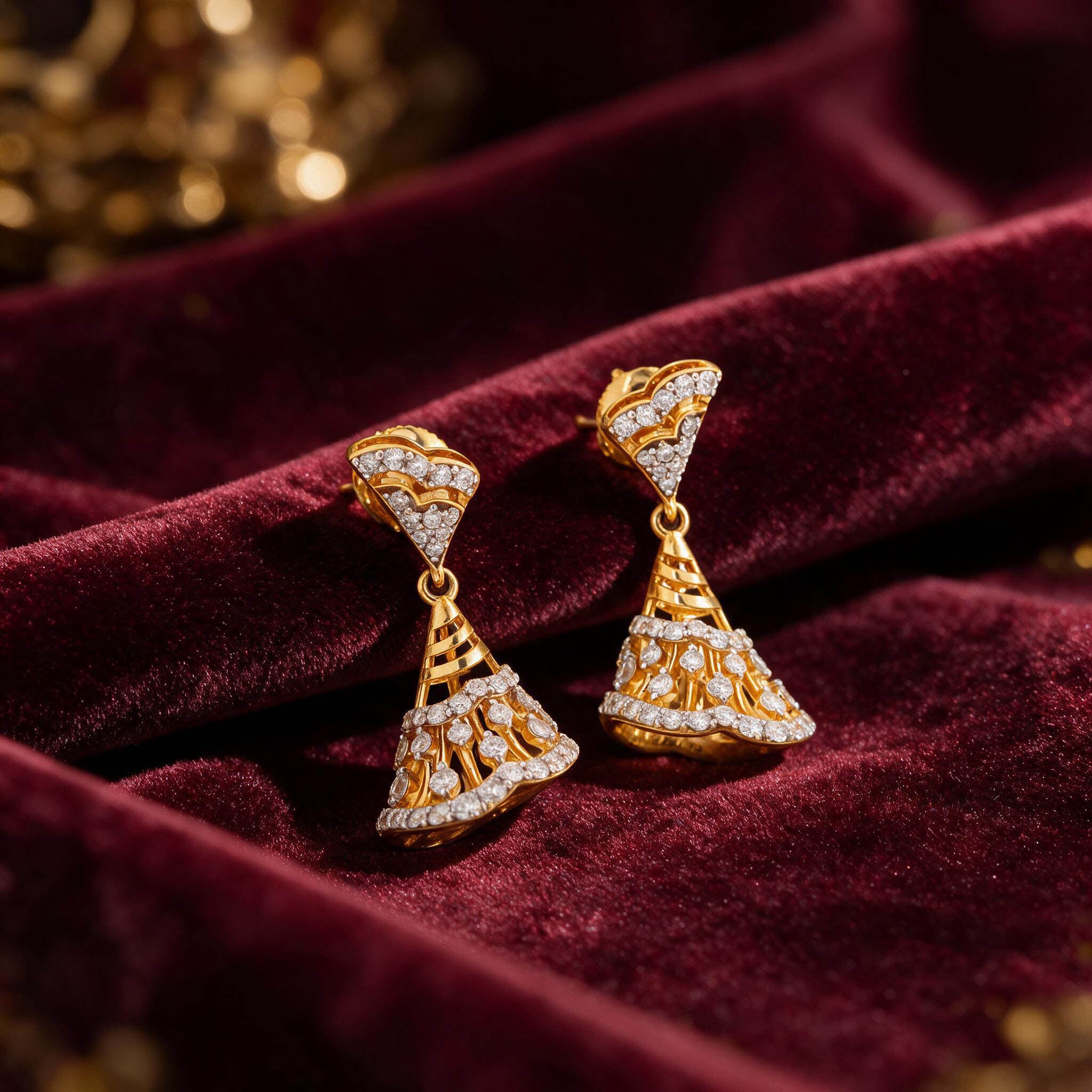 Kalanthea Diamond Jhumka Drop Earrings