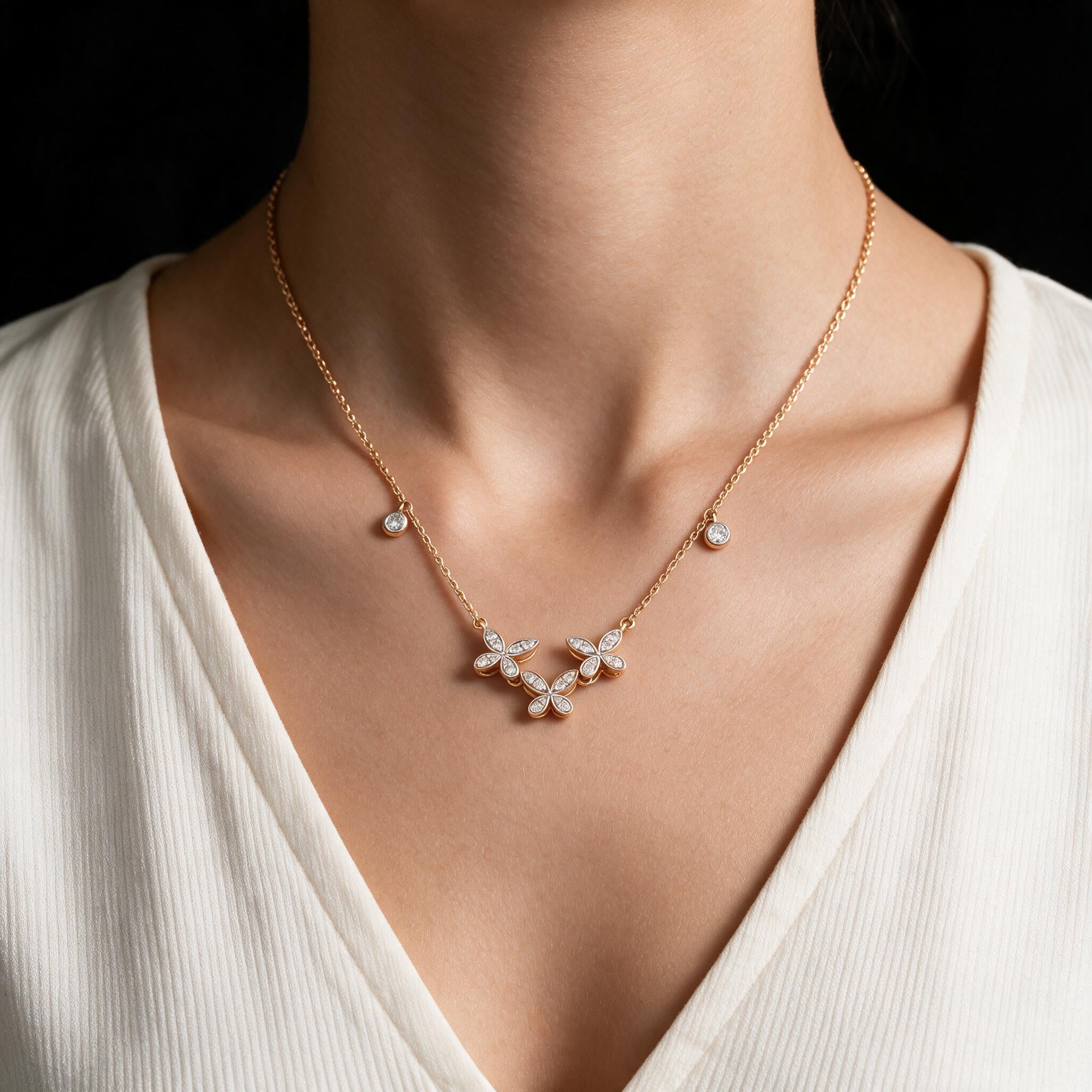 Butterfly Charm Diamond Pendant Necklace