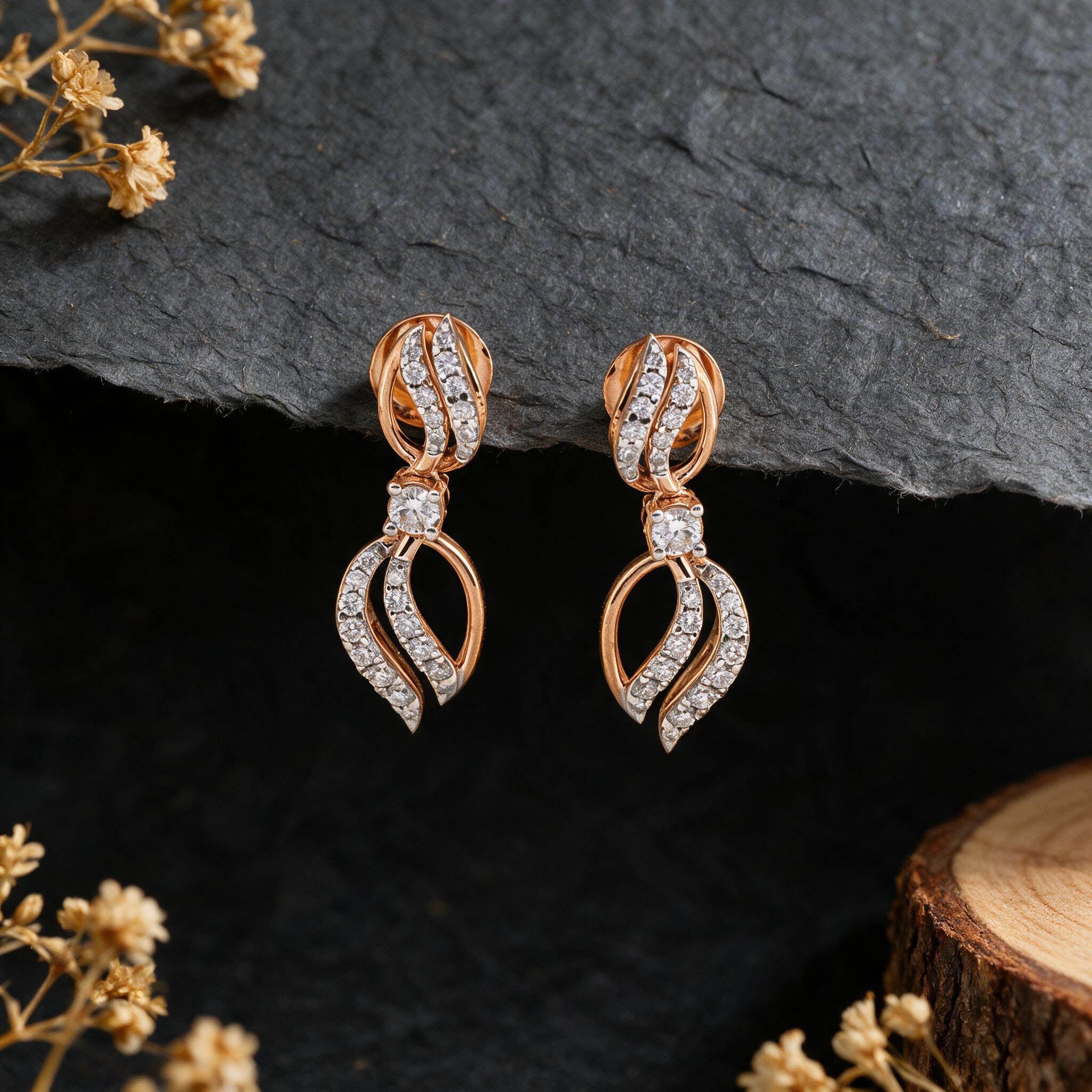 Vayuthe Lab Diamond Swirl Drop Earrings