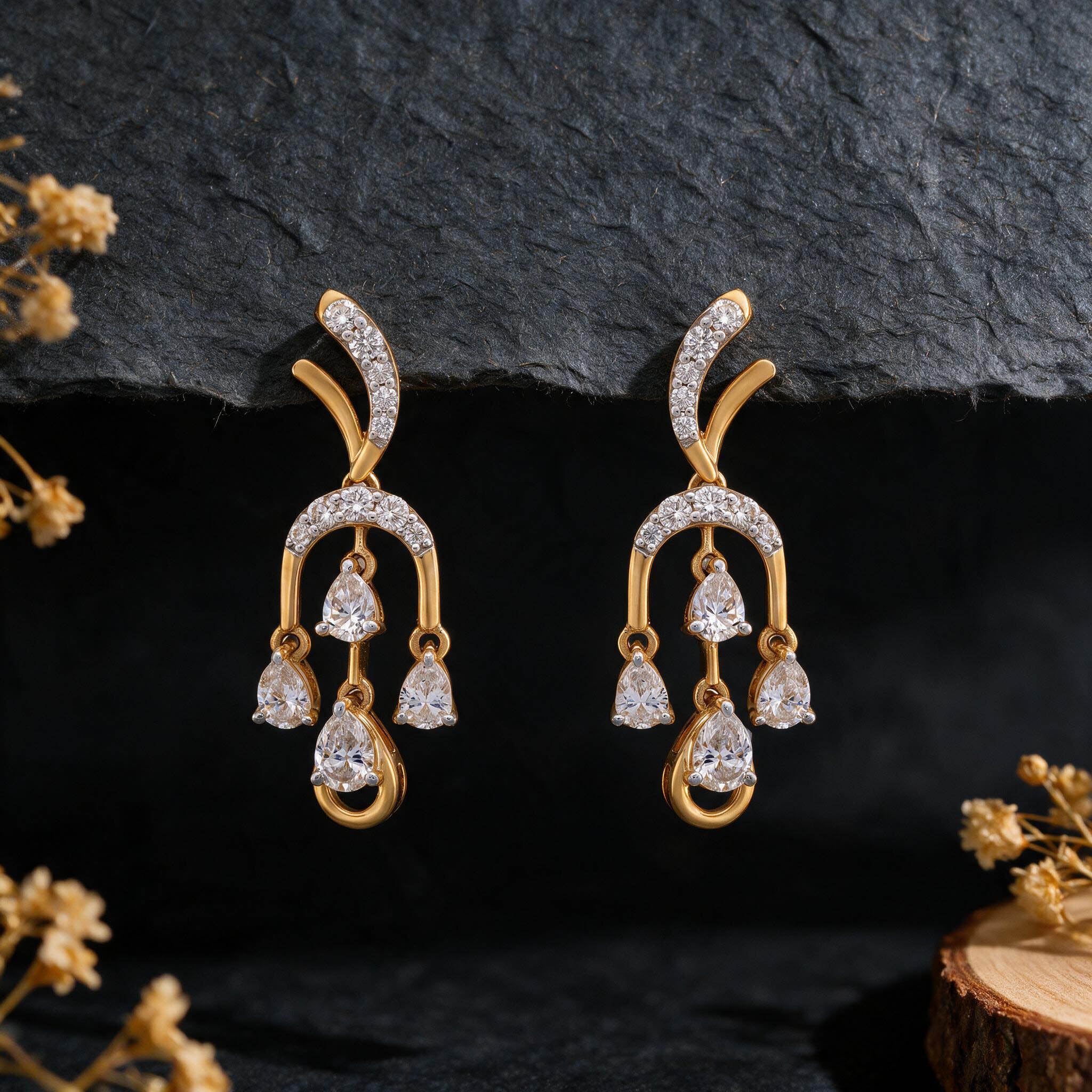 Triveni Diamond Drop Earrings