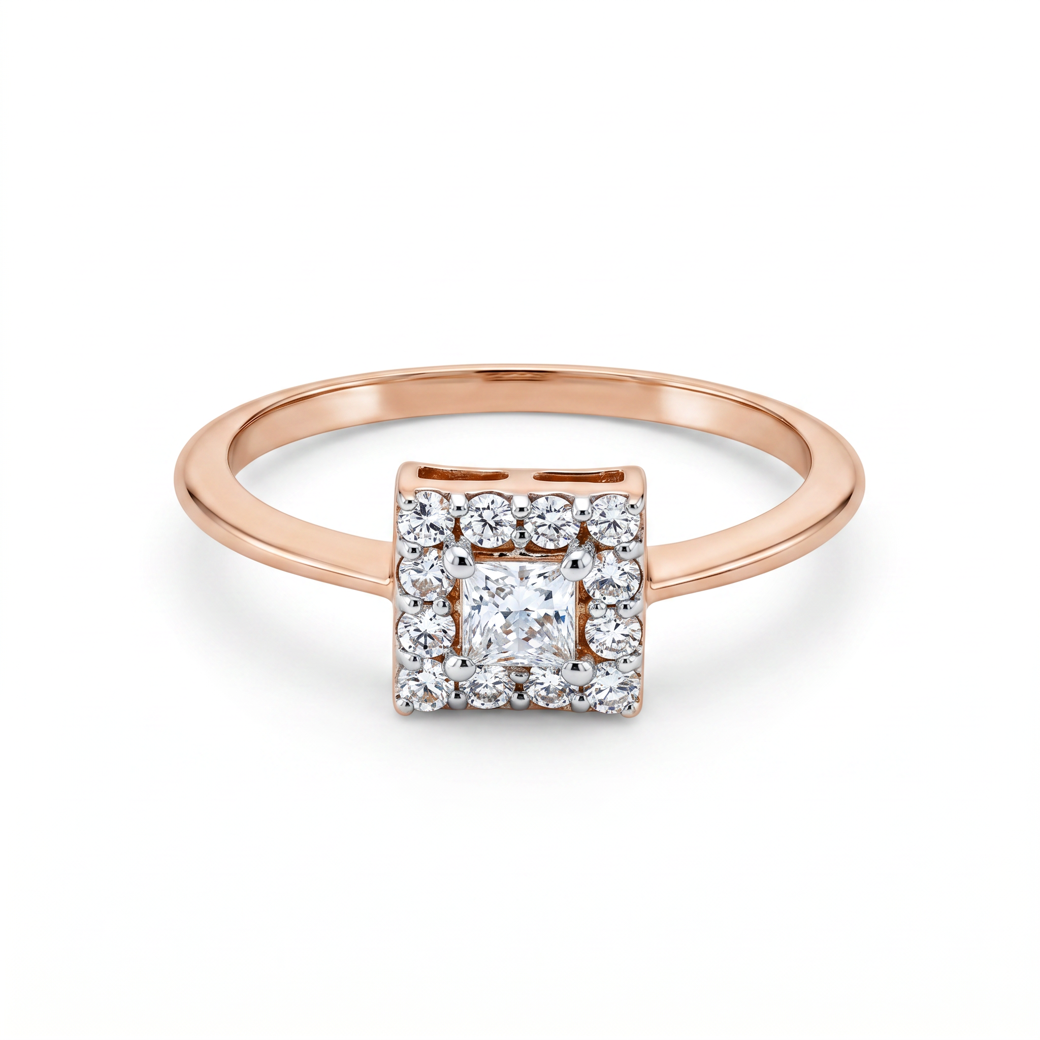Princess Cut Halo Lab Grown Diamond Engagement Ring