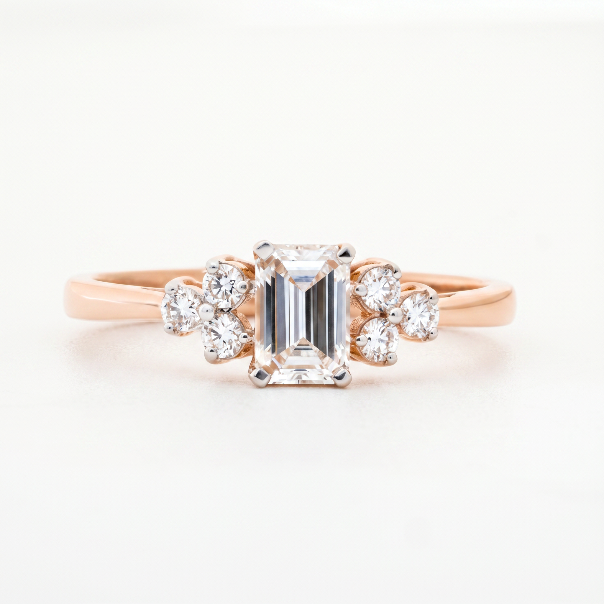 Emerald Cut Diamond Cluster Engagement Ring