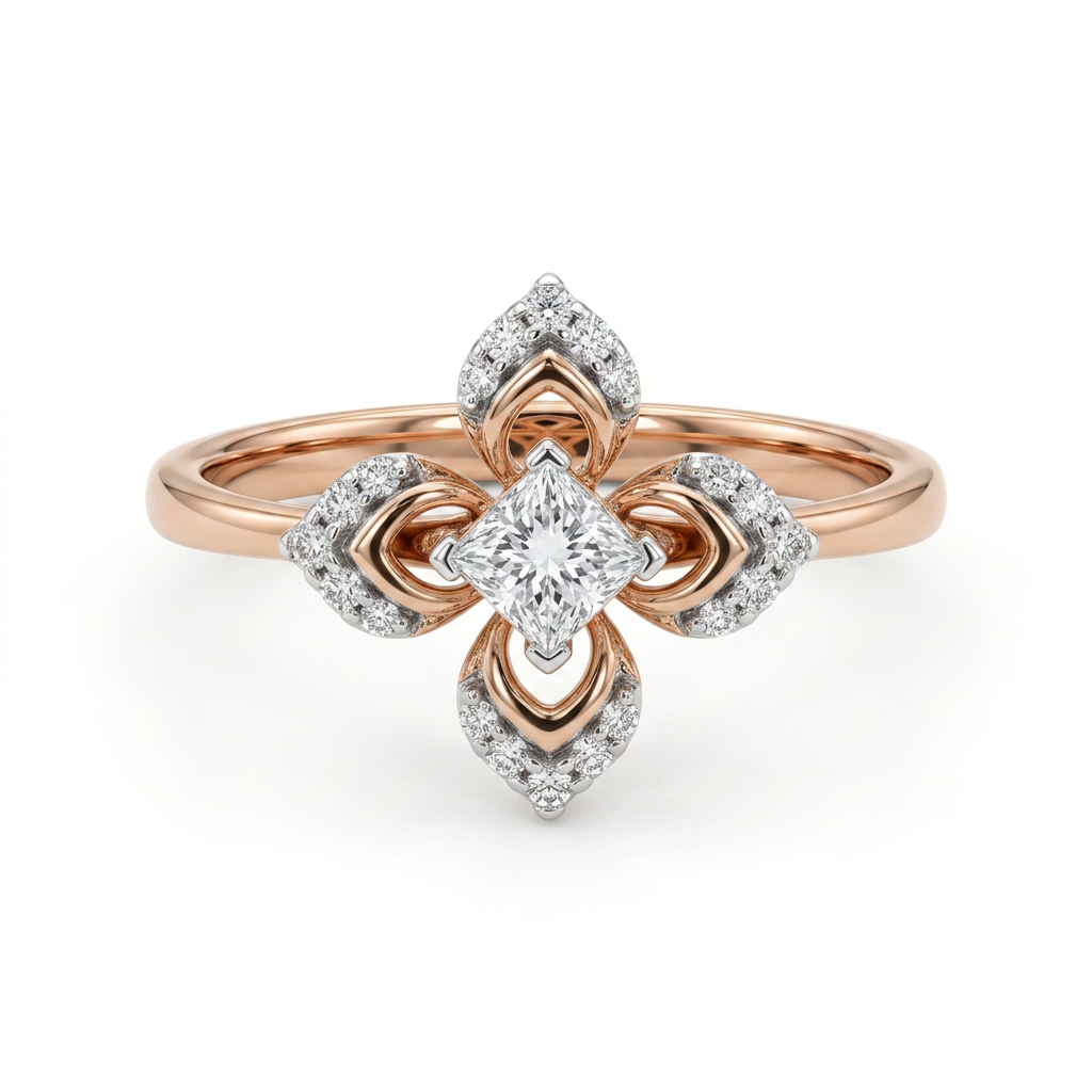 Anvika Clover Lab Grown Diamond Ring 9KT Yellow Gold