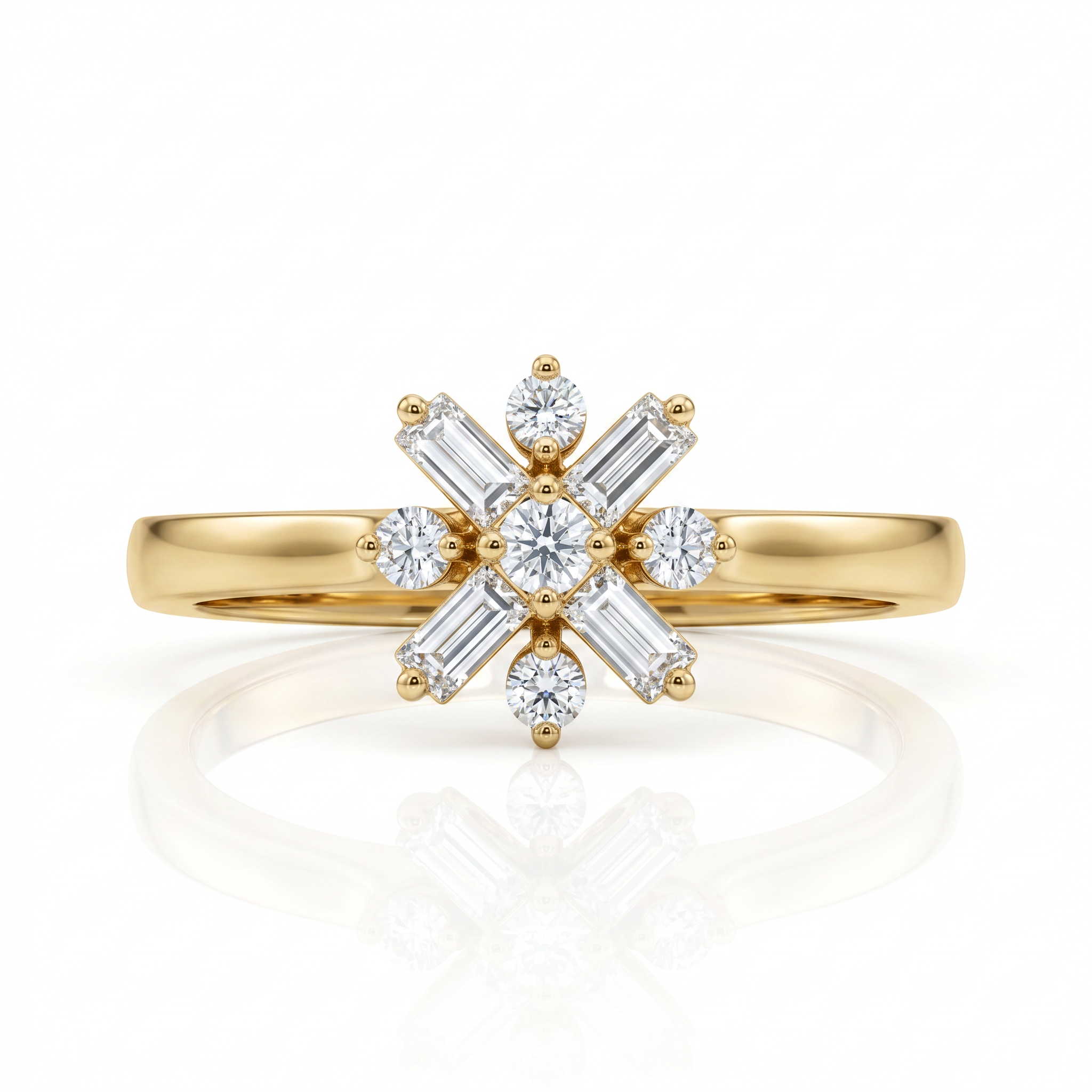 Astraea Starburst Diamond Ring 9KT Yellow Gold
