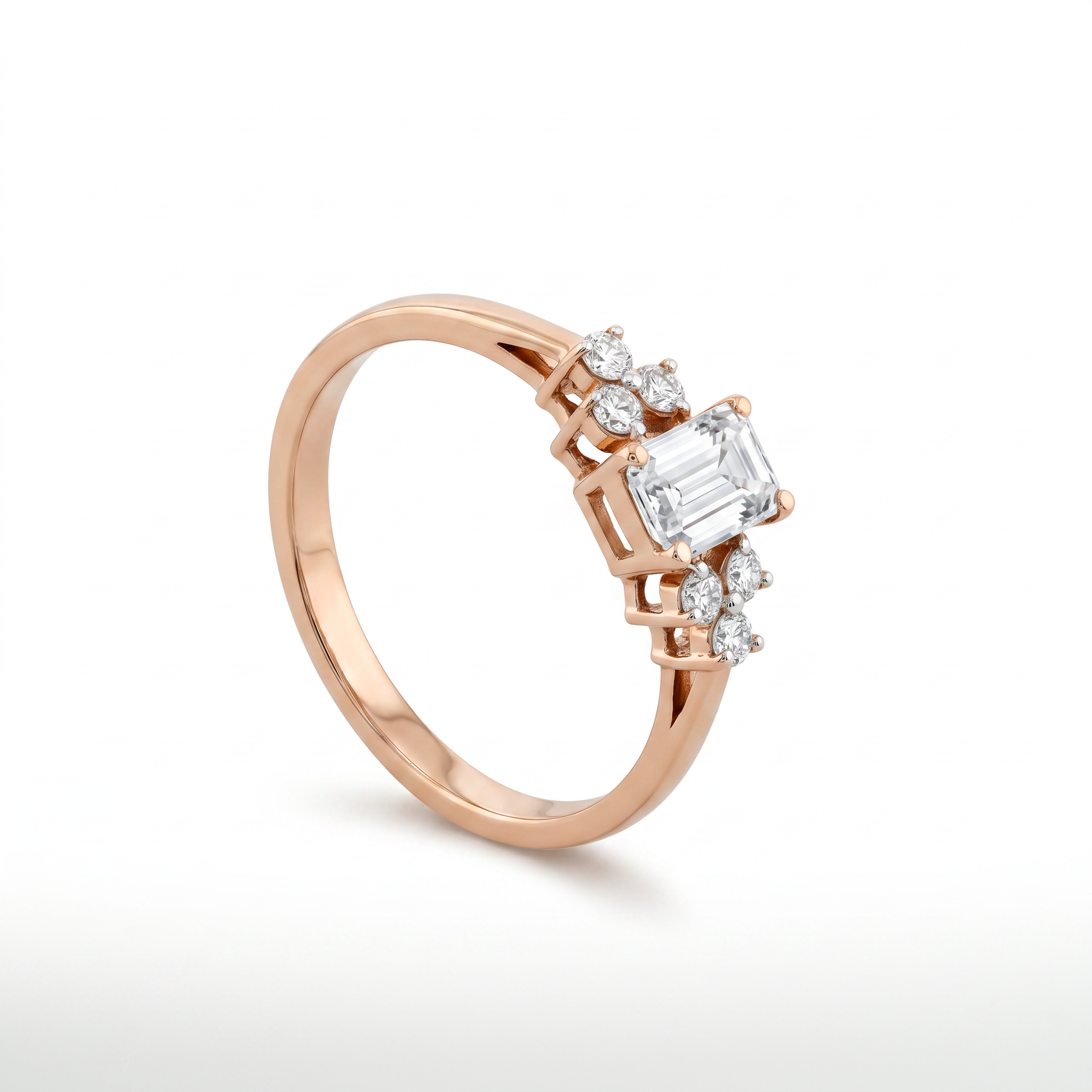 Emerald Cut Diamond Cluster Engagement Ring