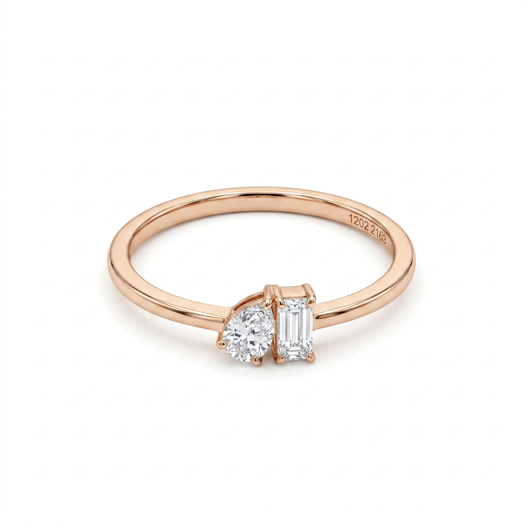 Pear & Emerald Toi et Moi Lab Grown Diamond Ring