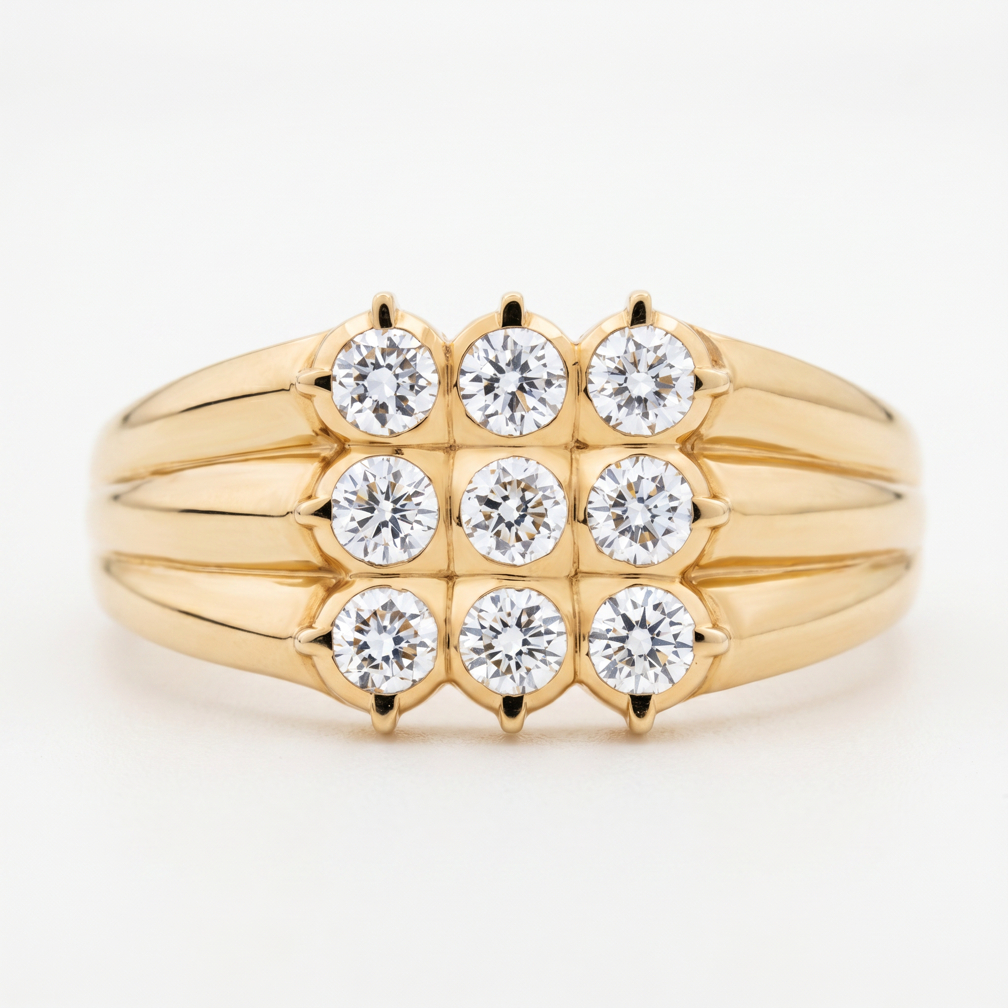 Round Brilliant Diamond Grid Cluster Ring