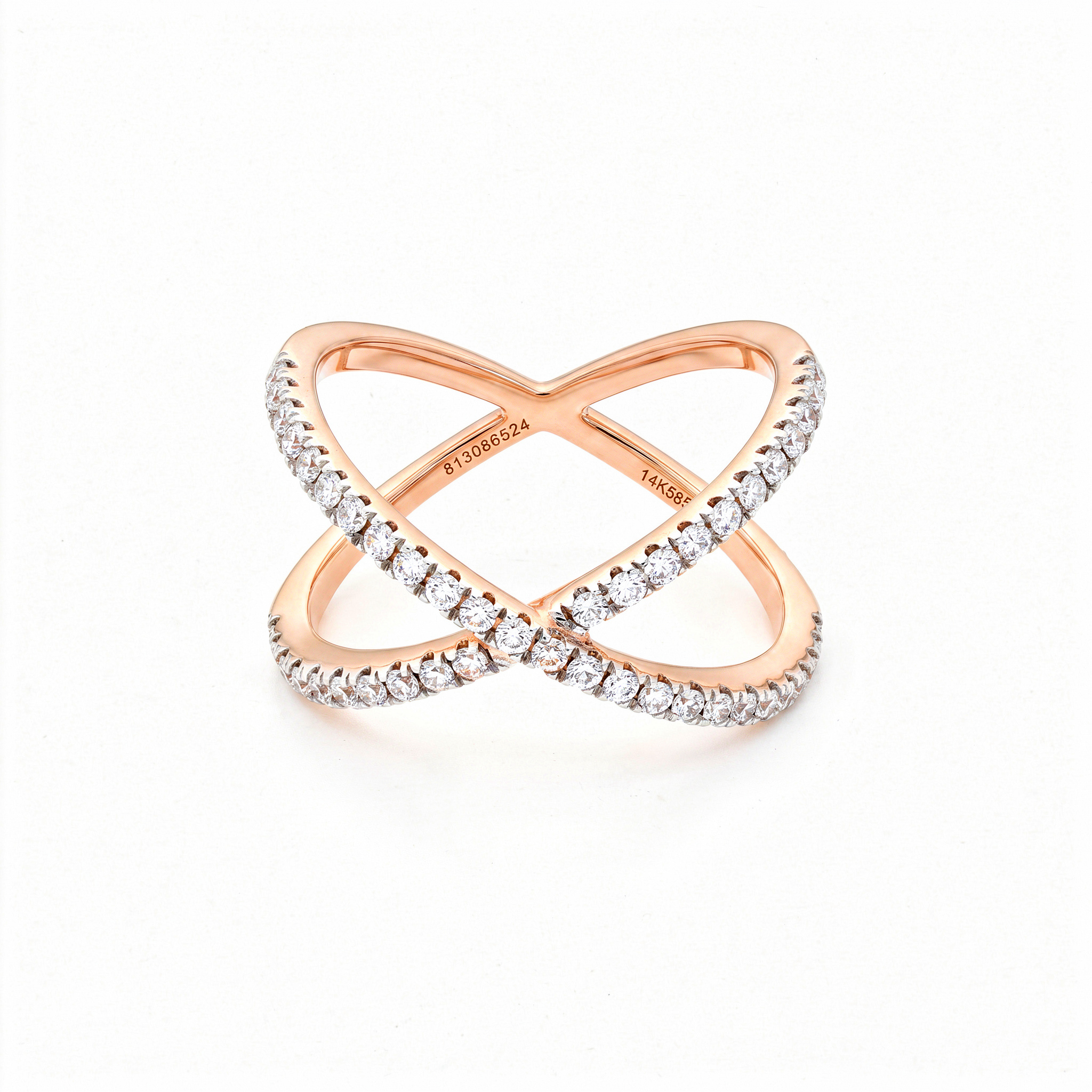 Round Brilliant Diamond Infinity Crossover Ring