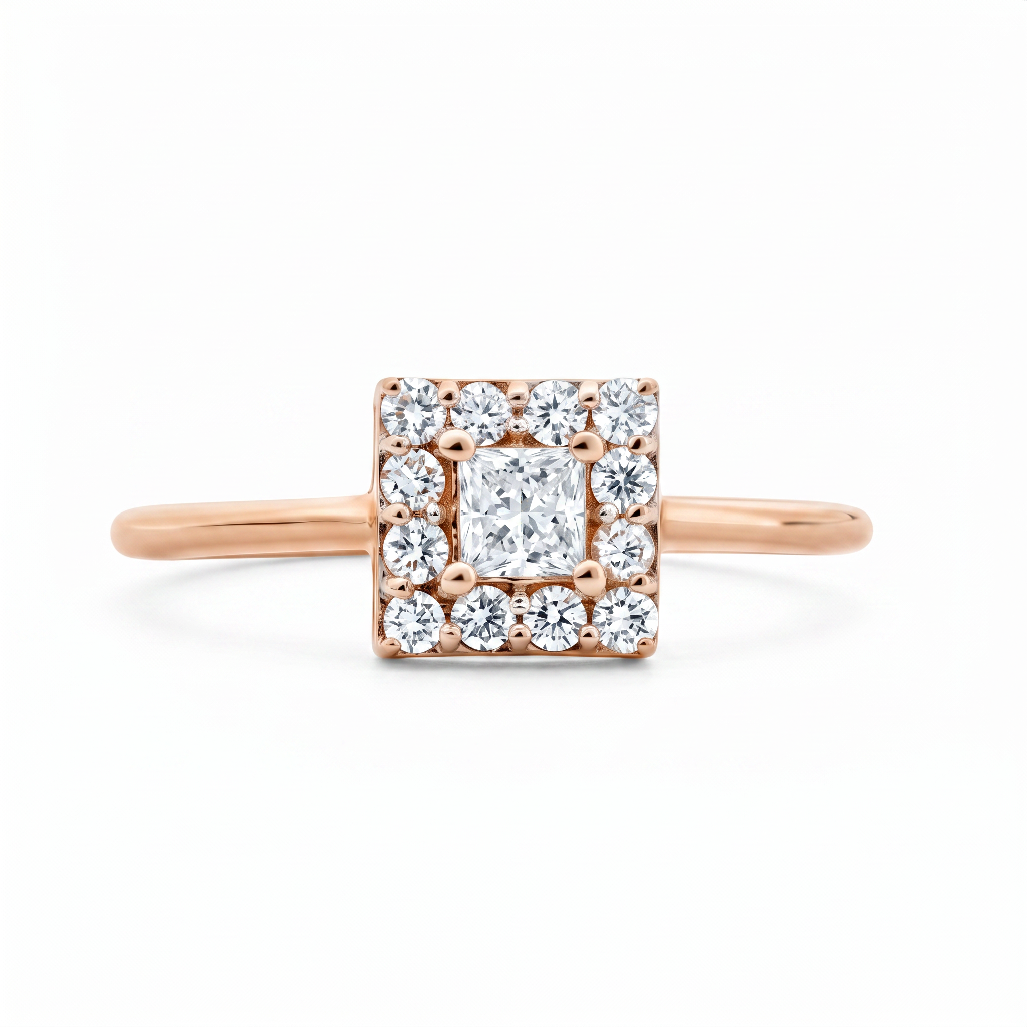 Princess Cut Halo Lab Grown Diamond Engagement Ring