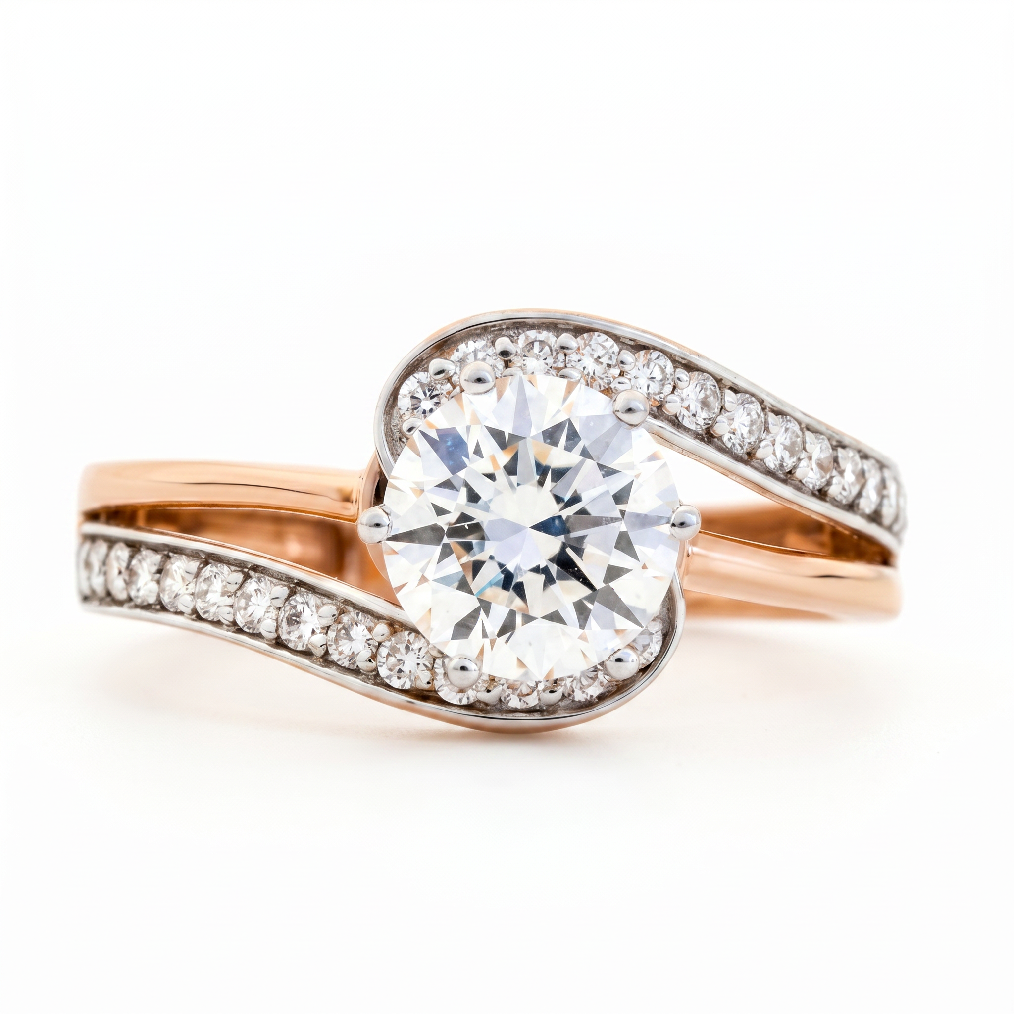 Round Brilliant Diamond Infinity Twist Ring