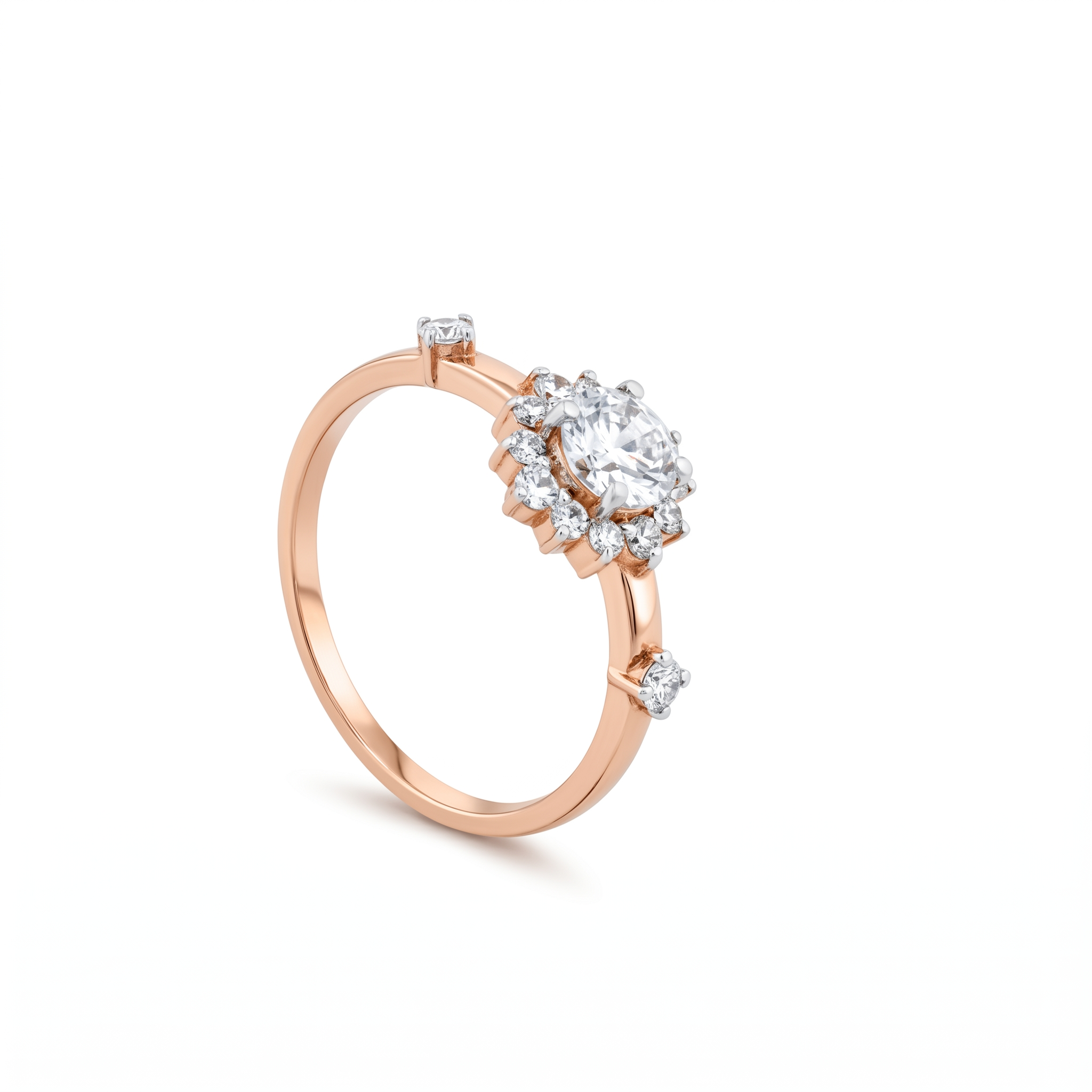 Fiori Floral Halo Diamond Engagement Ring
