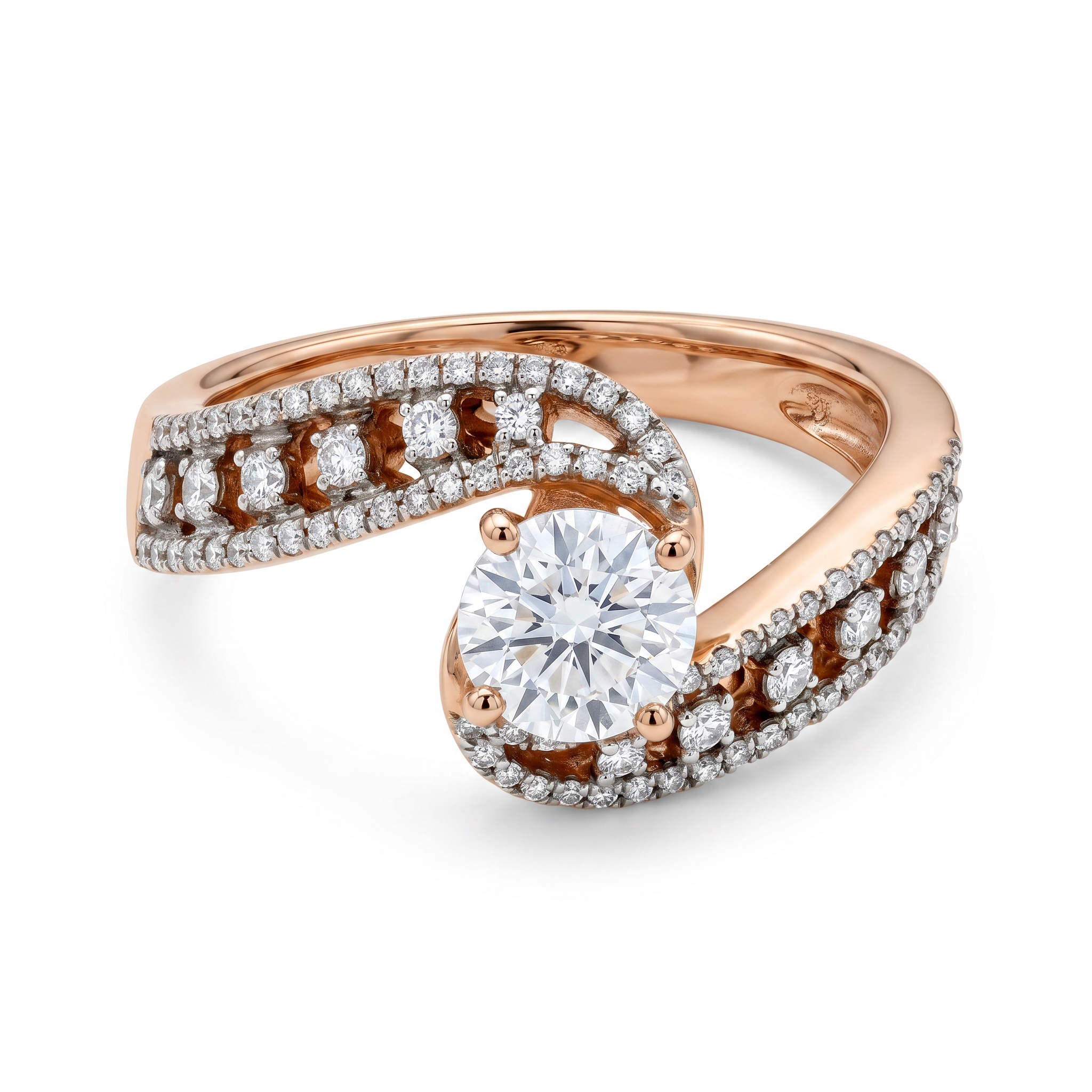Round Brilliant Diamond Infinity Twist Ring