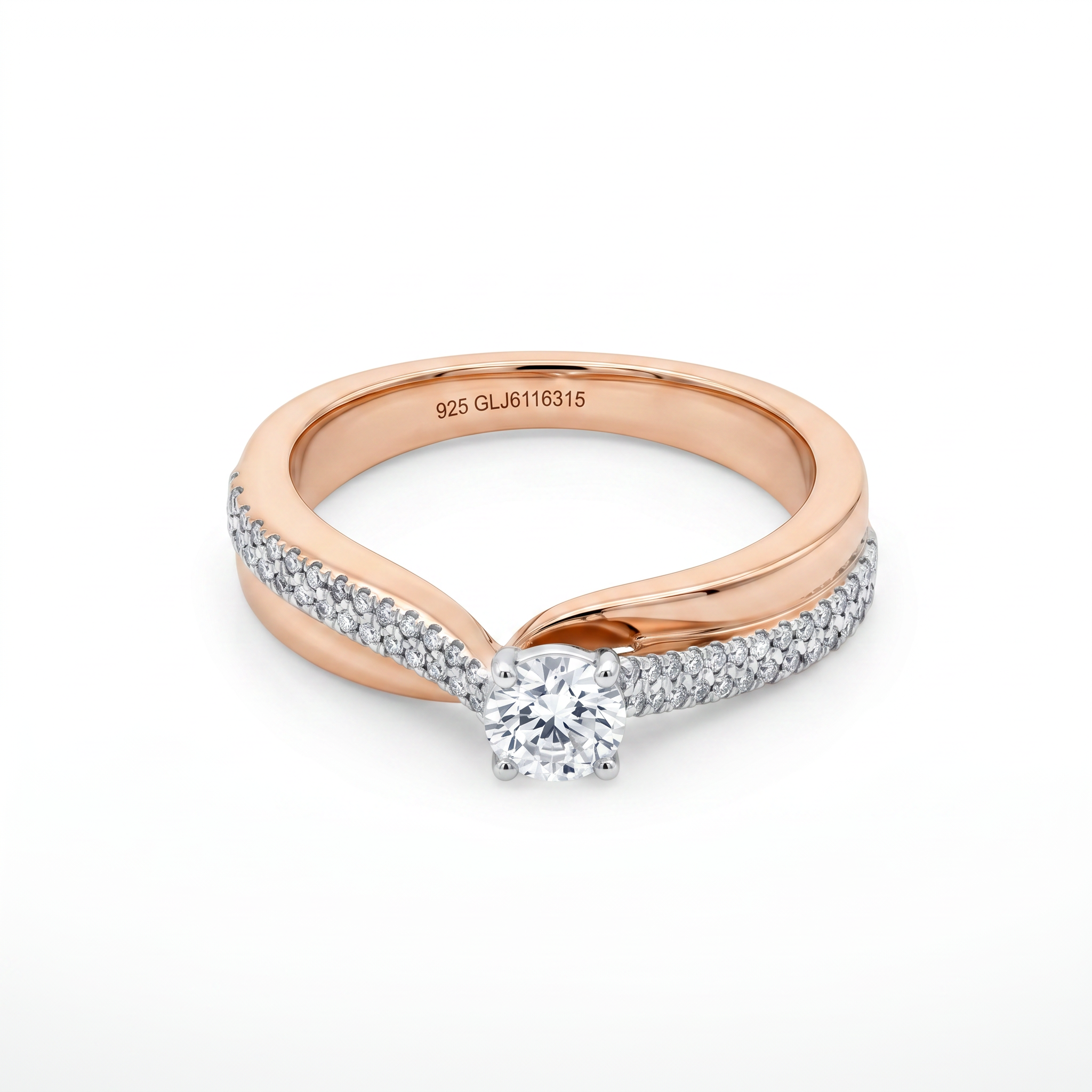 Round Lab Grown Diamond Twist Solitaire Ring