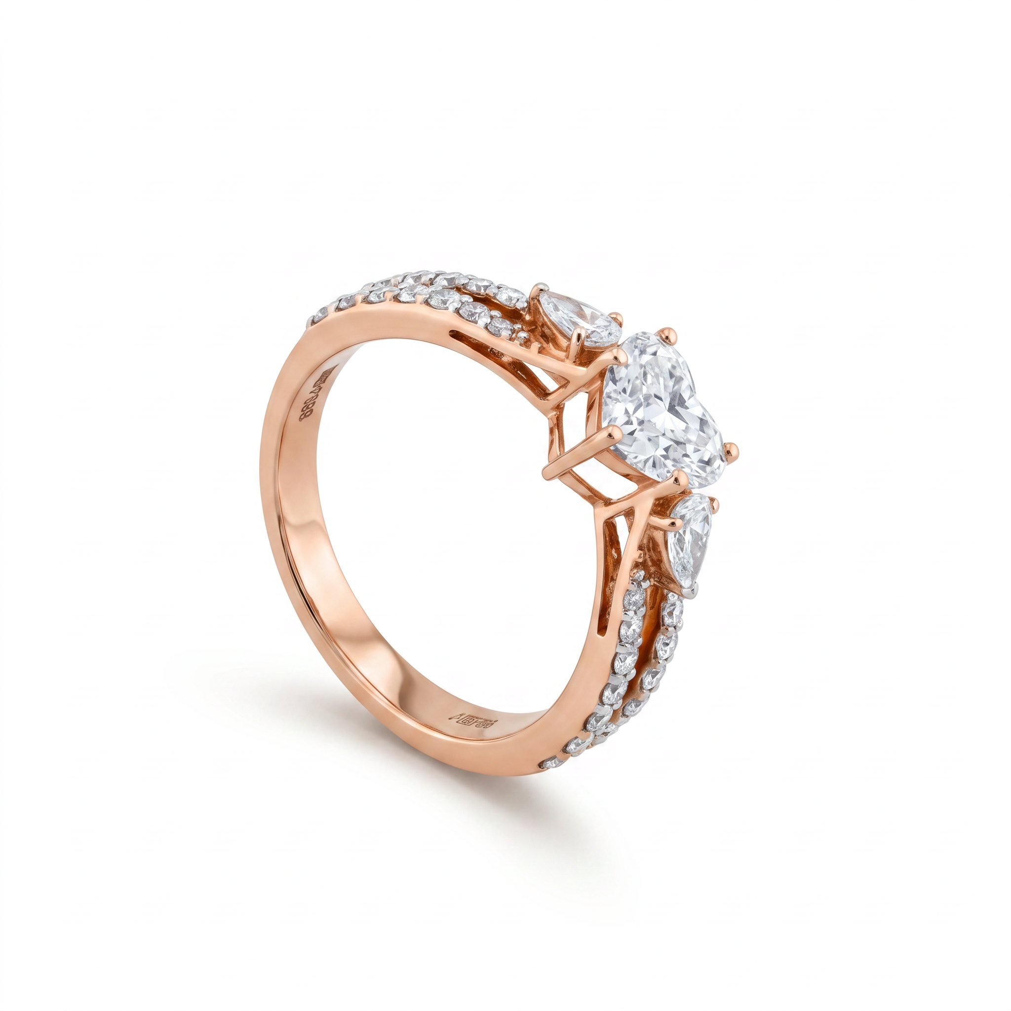 Amora Heart Shaped Diamond Split Shank Ring