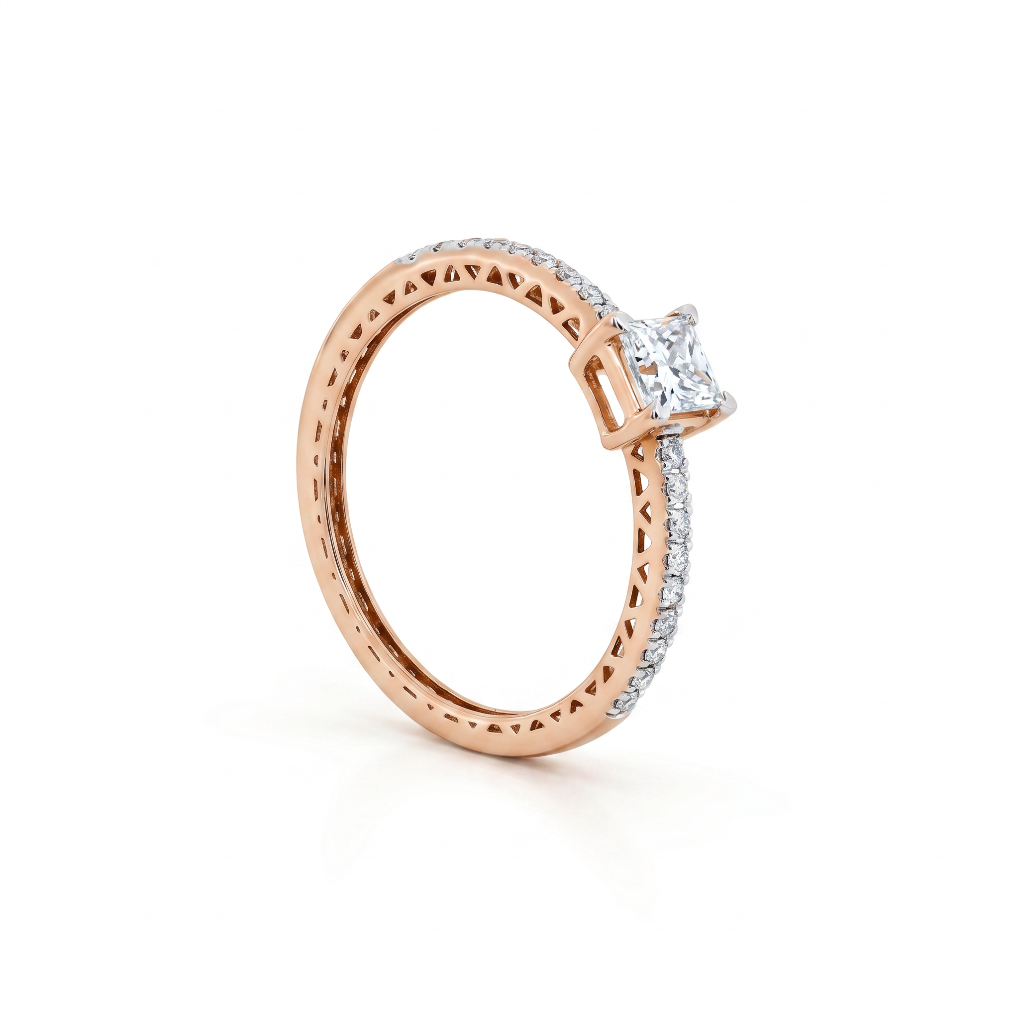 Princess Cut Solitaire Pave Engagement Diamond Ring