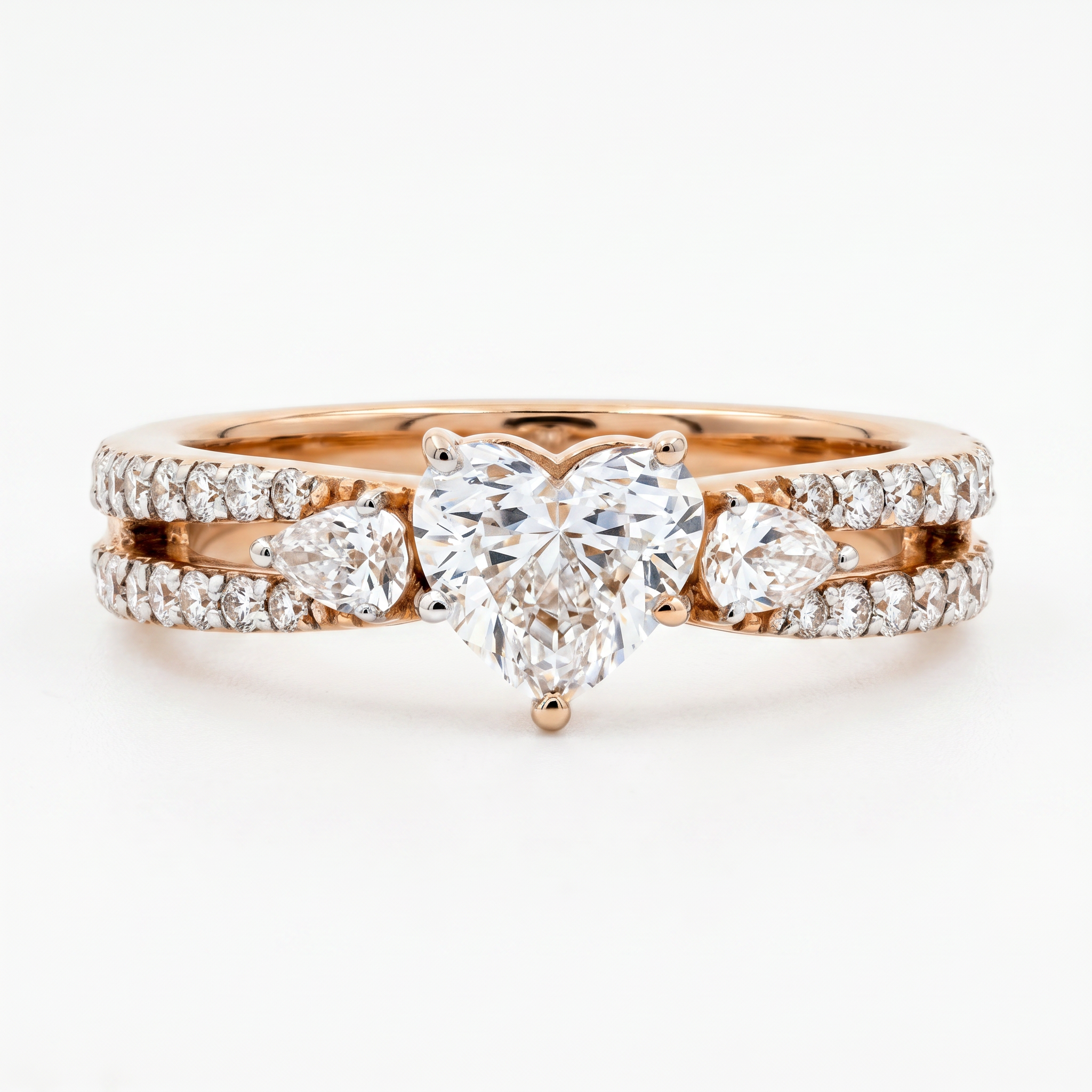 Amora Heart Shaped Diamond Split Shank Ring