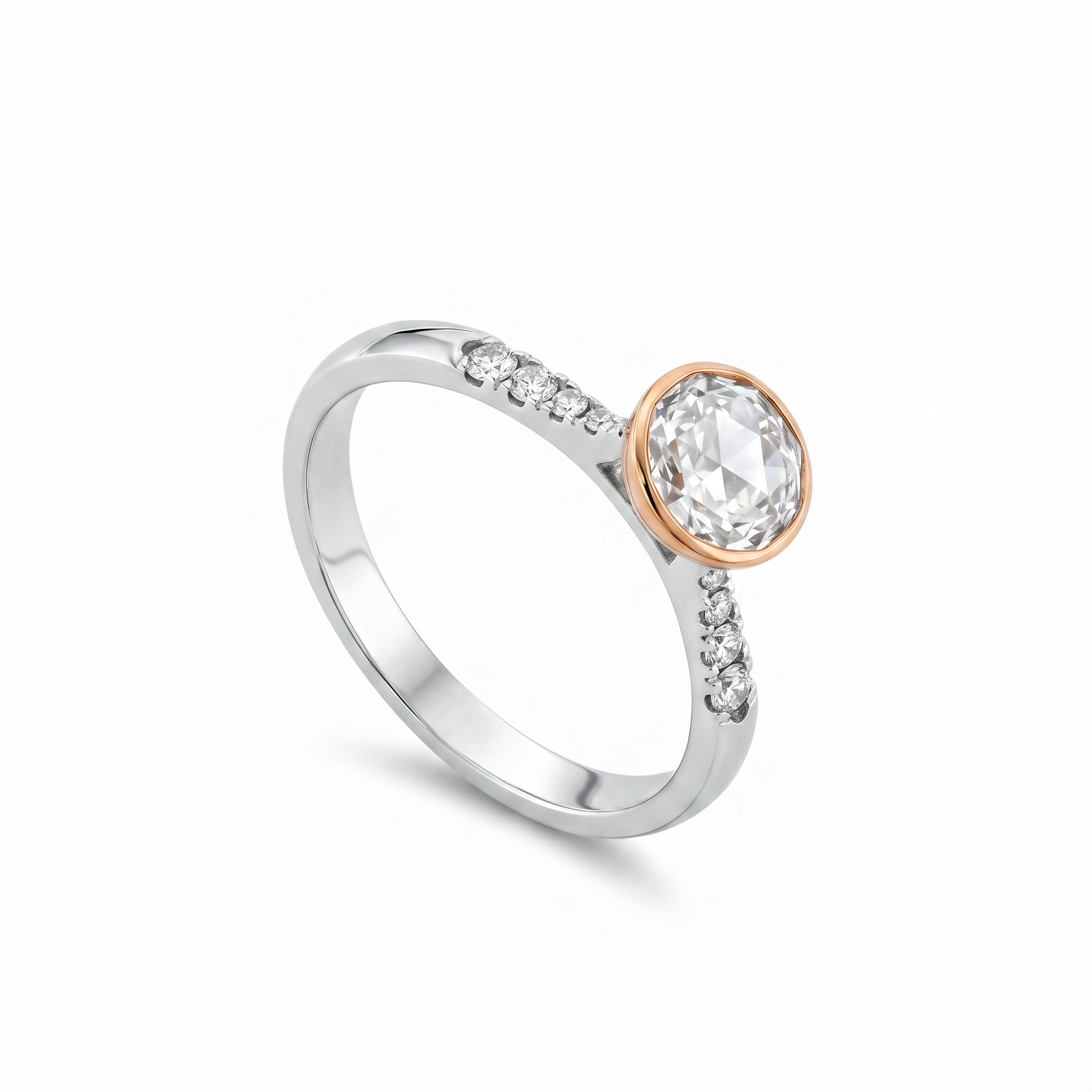 Round Pink Diamond Aura Bezel Ring