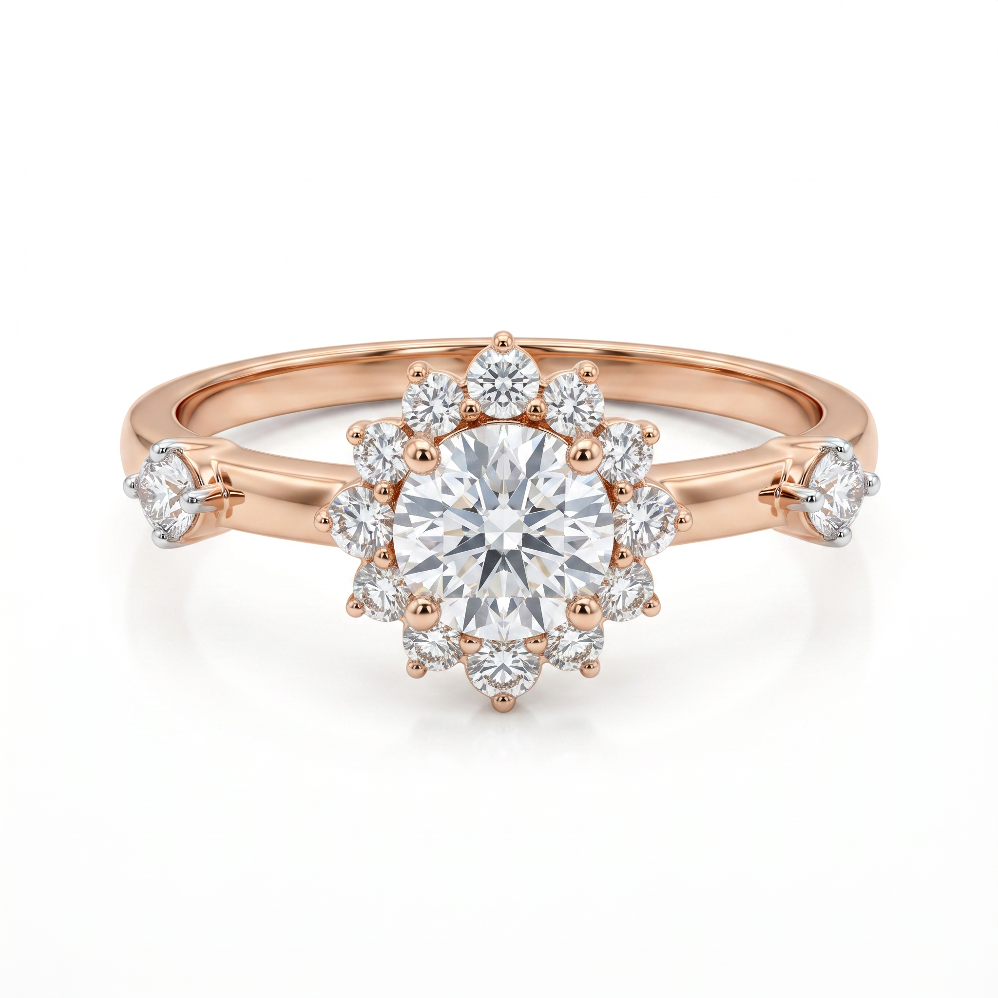 Fiori Floral Halo Diamond Engagement Ring