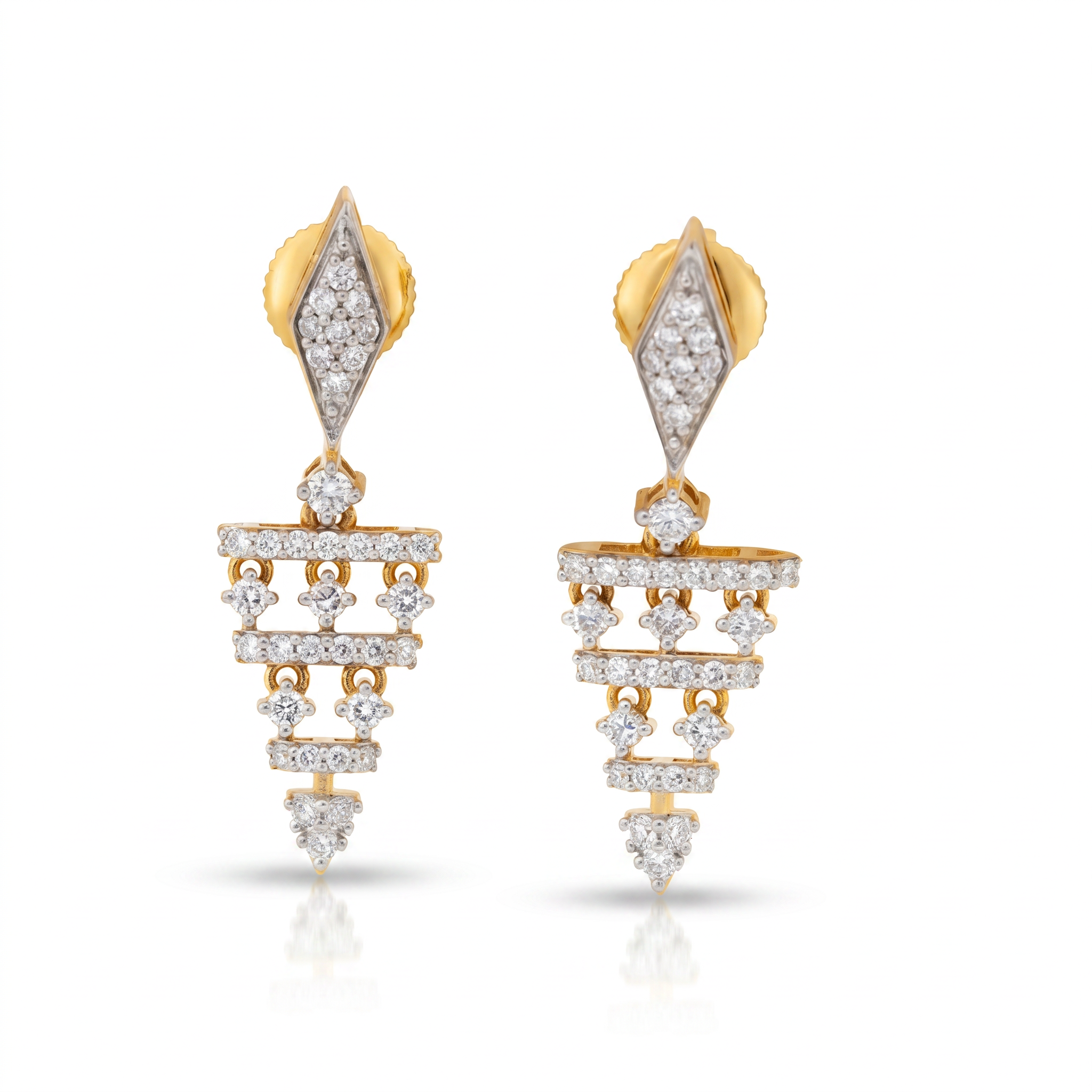 Vajranthea 9KT Gold Diamond Chandelier Drop Earrings
