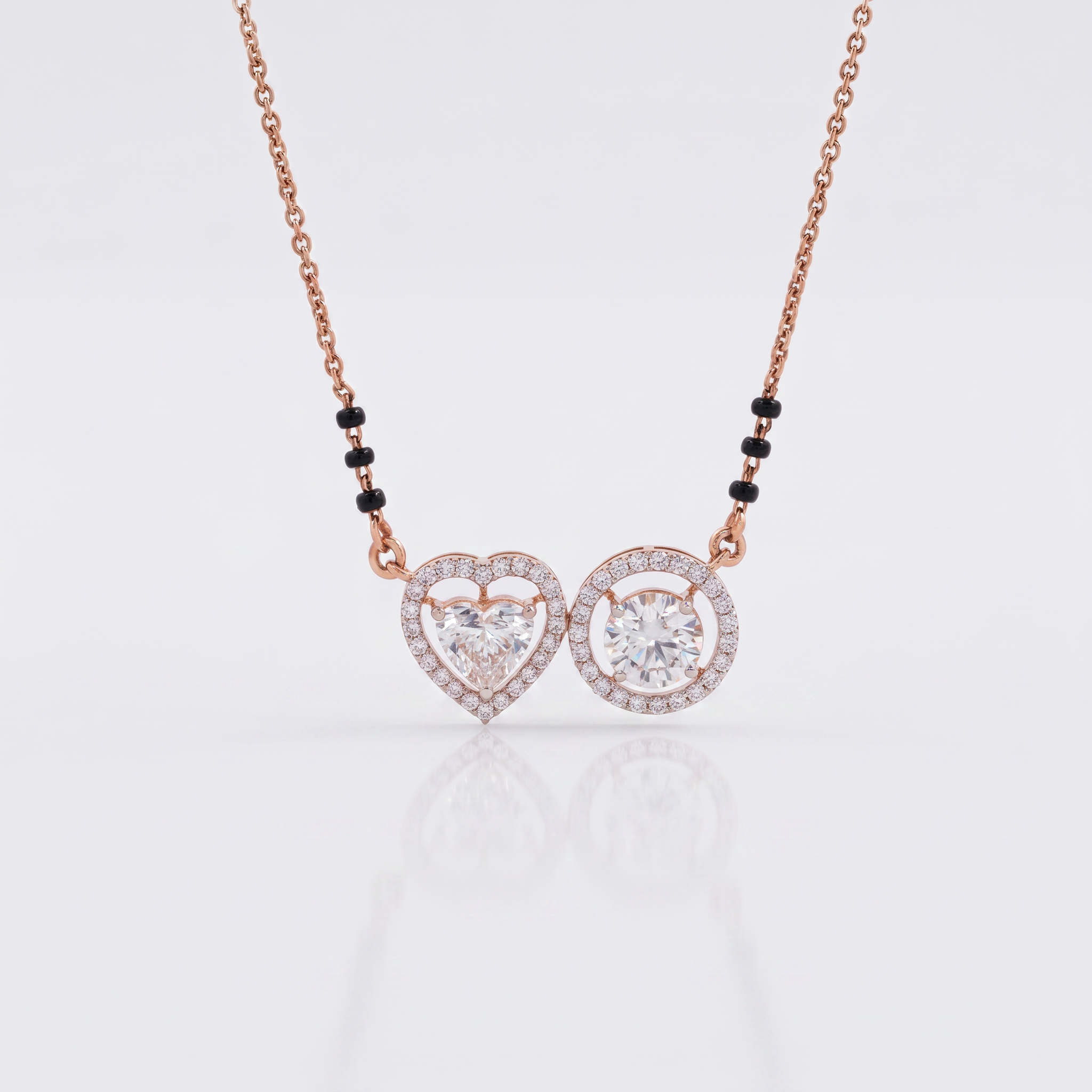 Twin Halo Diamond Mangalsutra Pendant