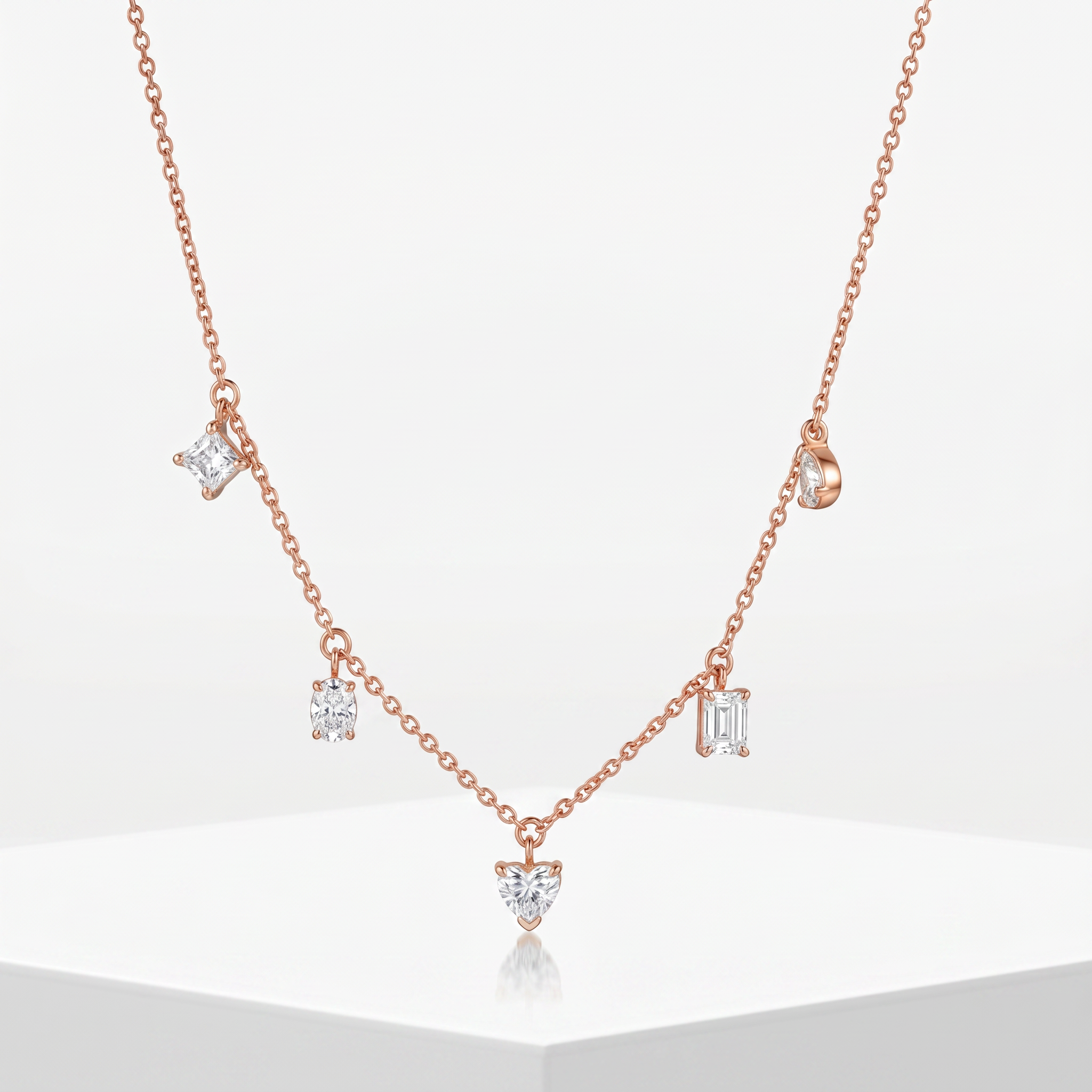 Penta Solitaire Charms Necklace