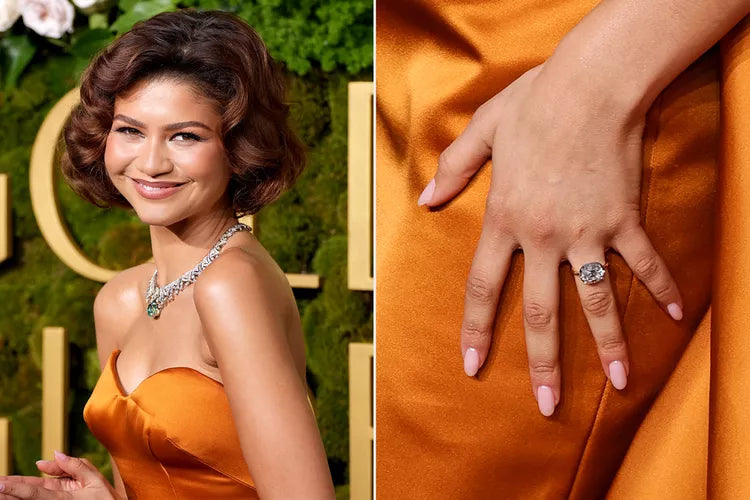 A collage of Zendaya and engagement ring details used as design inspiration