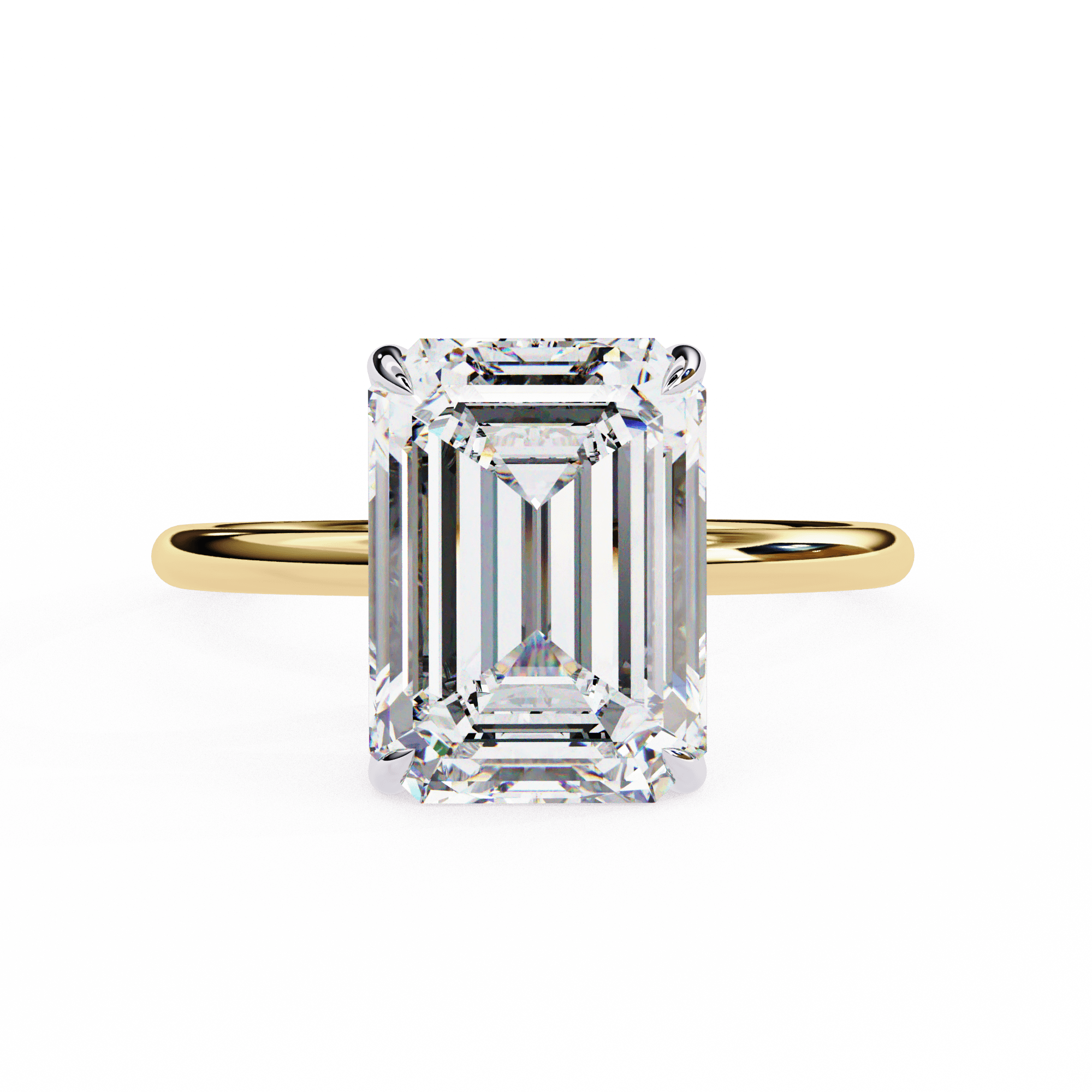2 carat emerald cut diamond ring worn on hand for scale and fit