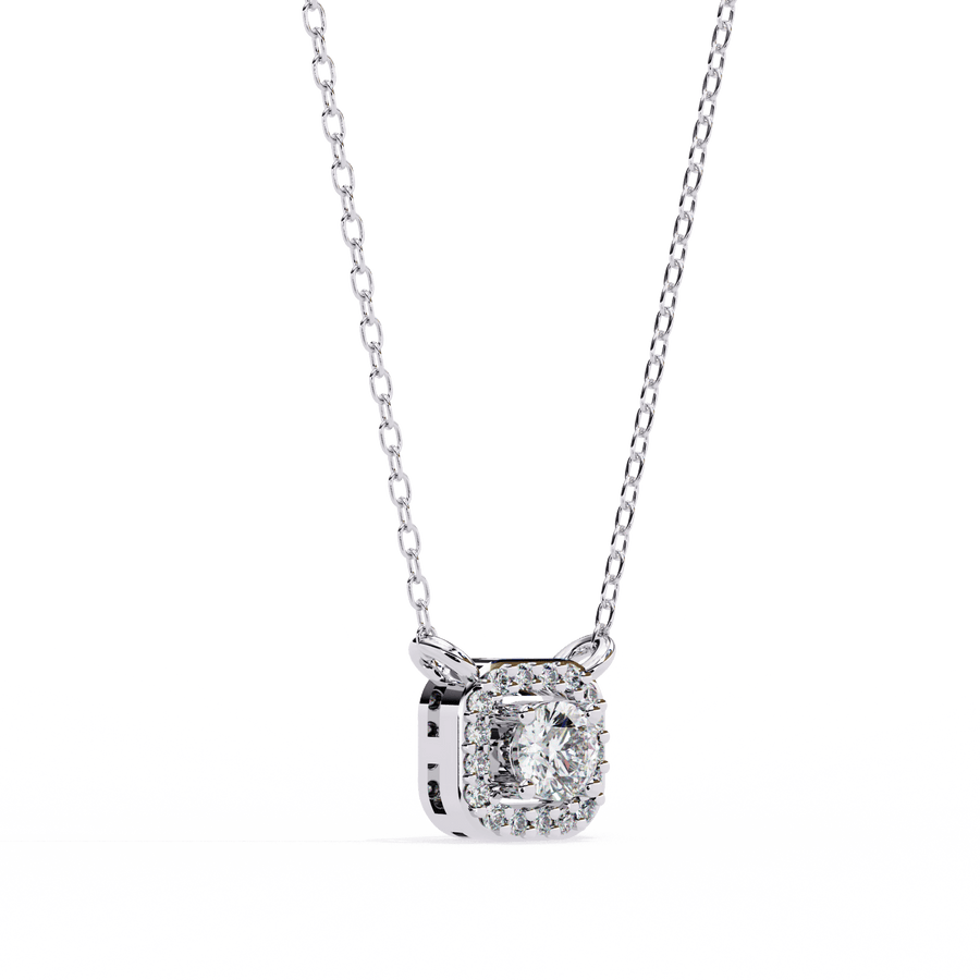 Cushion Halo Round Lab Grown Diamond Pendant