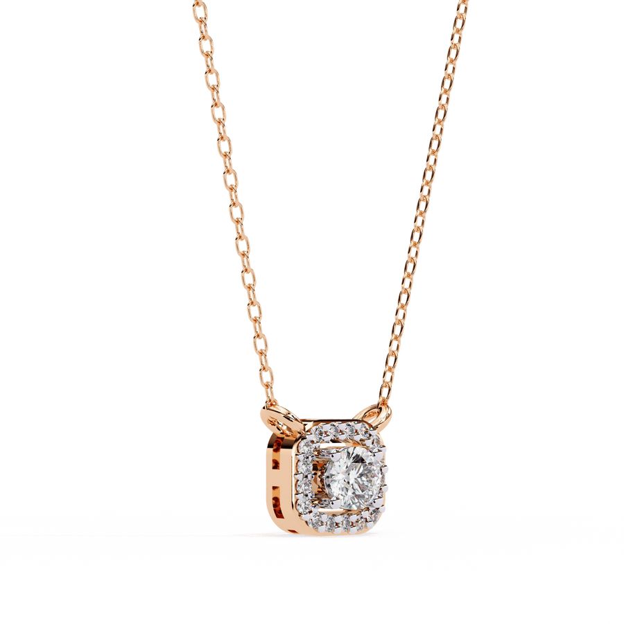 Cushion Halo Round Lab Grown Diamond Pendant