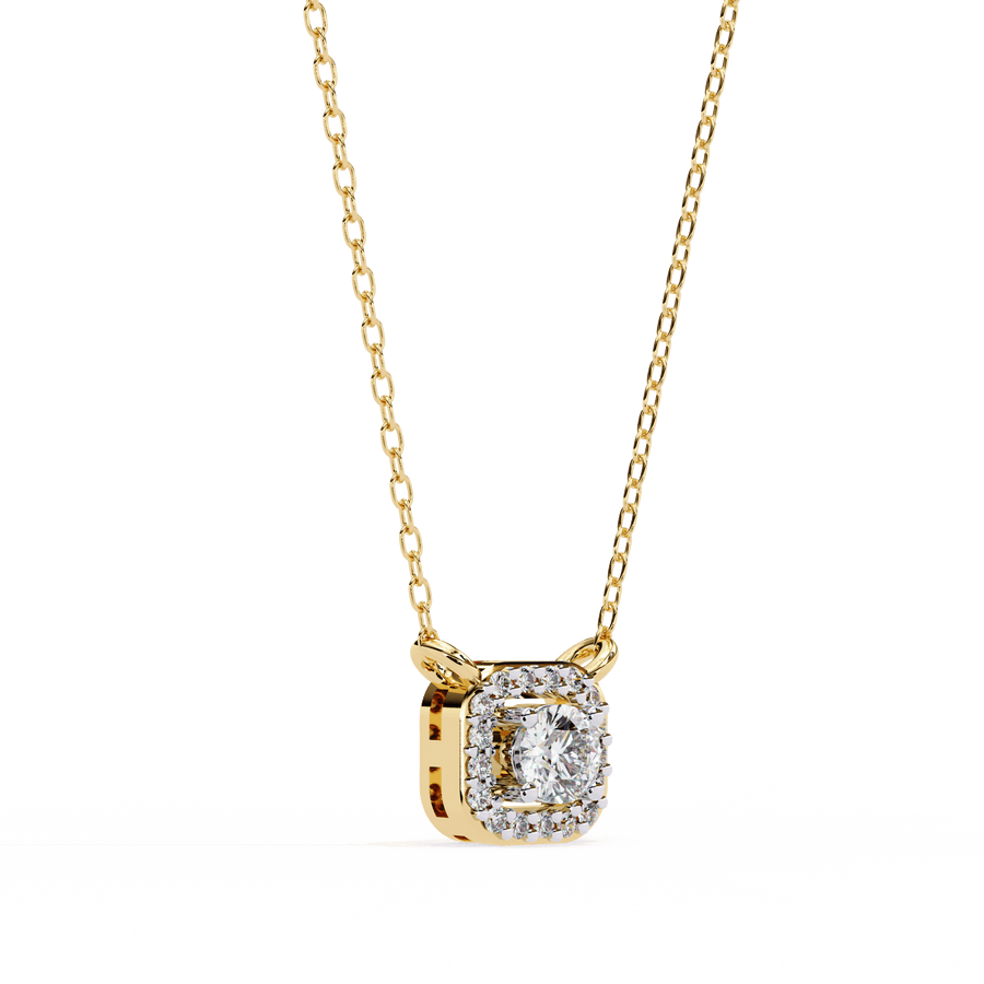 Cushion Halo Round Lab Grown Diamond Pendant