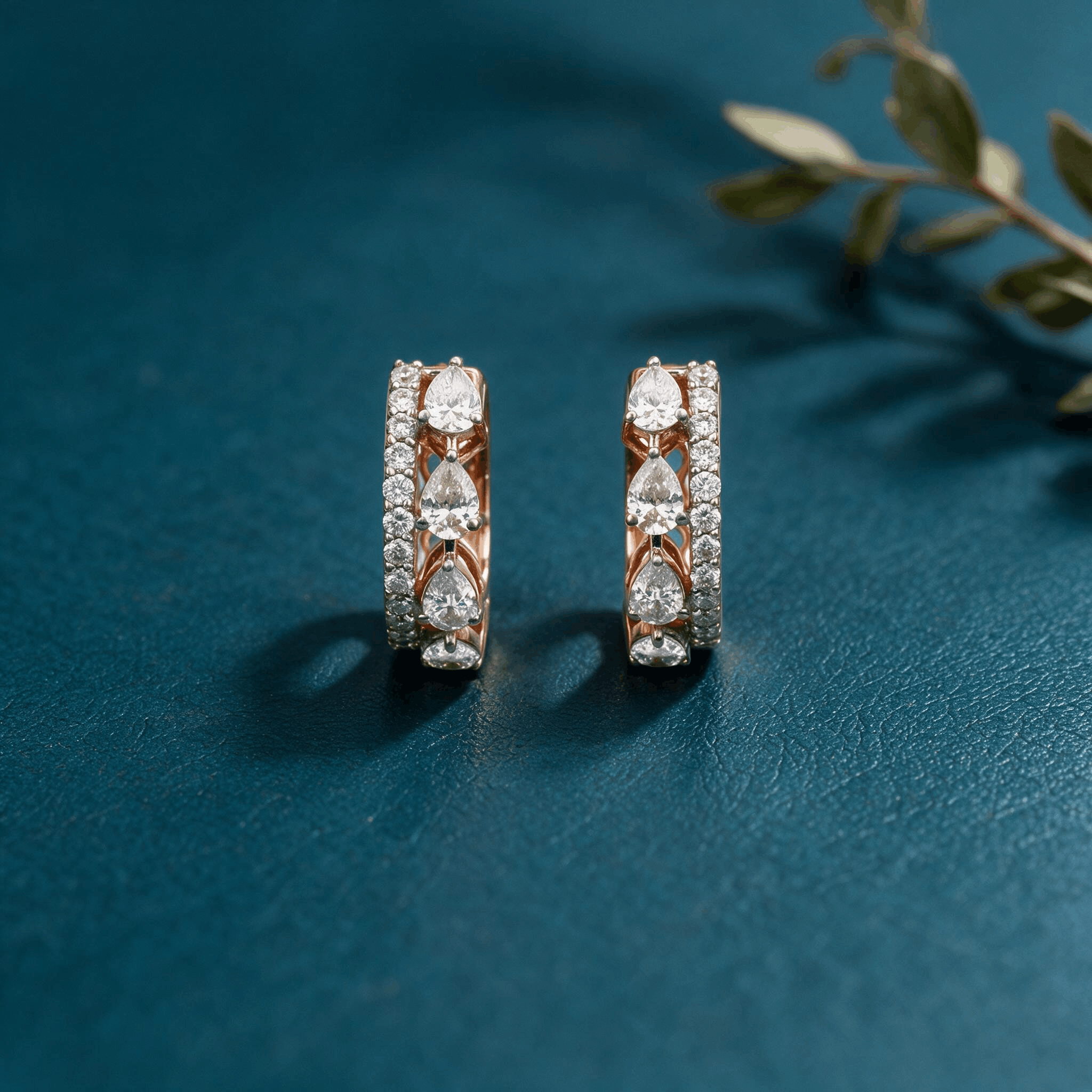 Pear Diamond Pavé Huggie Earrings