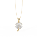 Heart-shaped diamond pendant in 18K gold with four sparkling diamonds