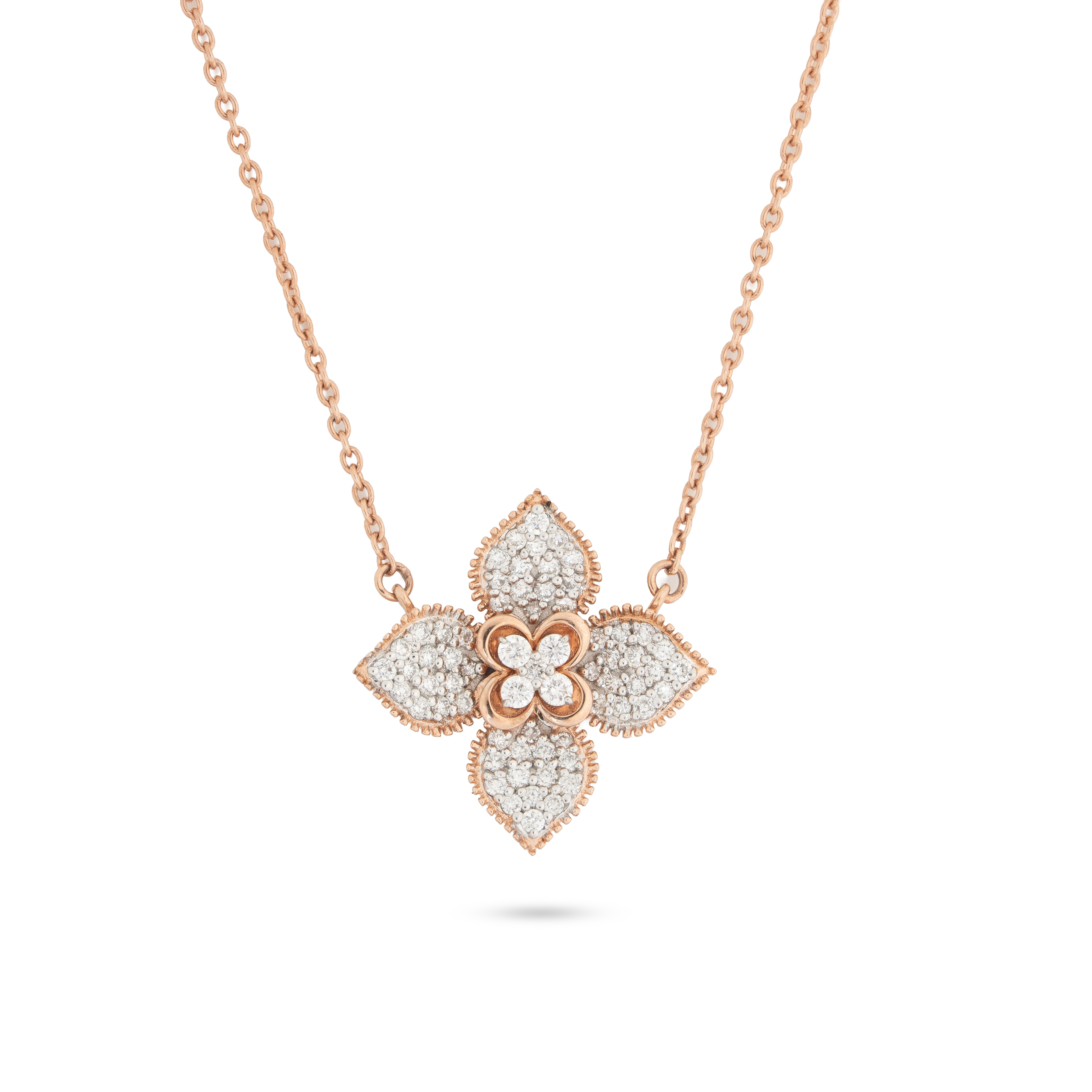 Floral Pavé Diamond Pendant Necklace