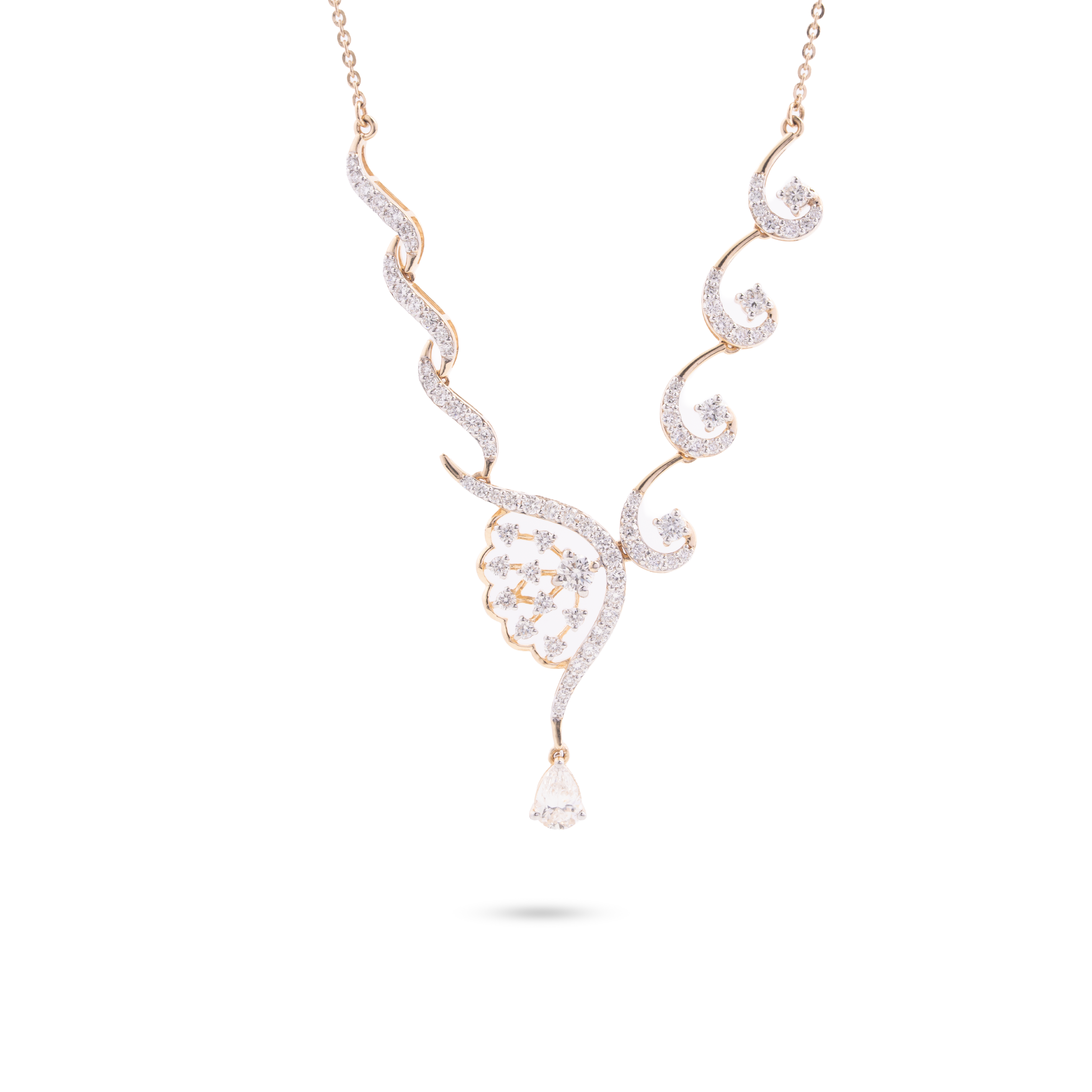 Peacock Vine Diamond Pendant Necklace