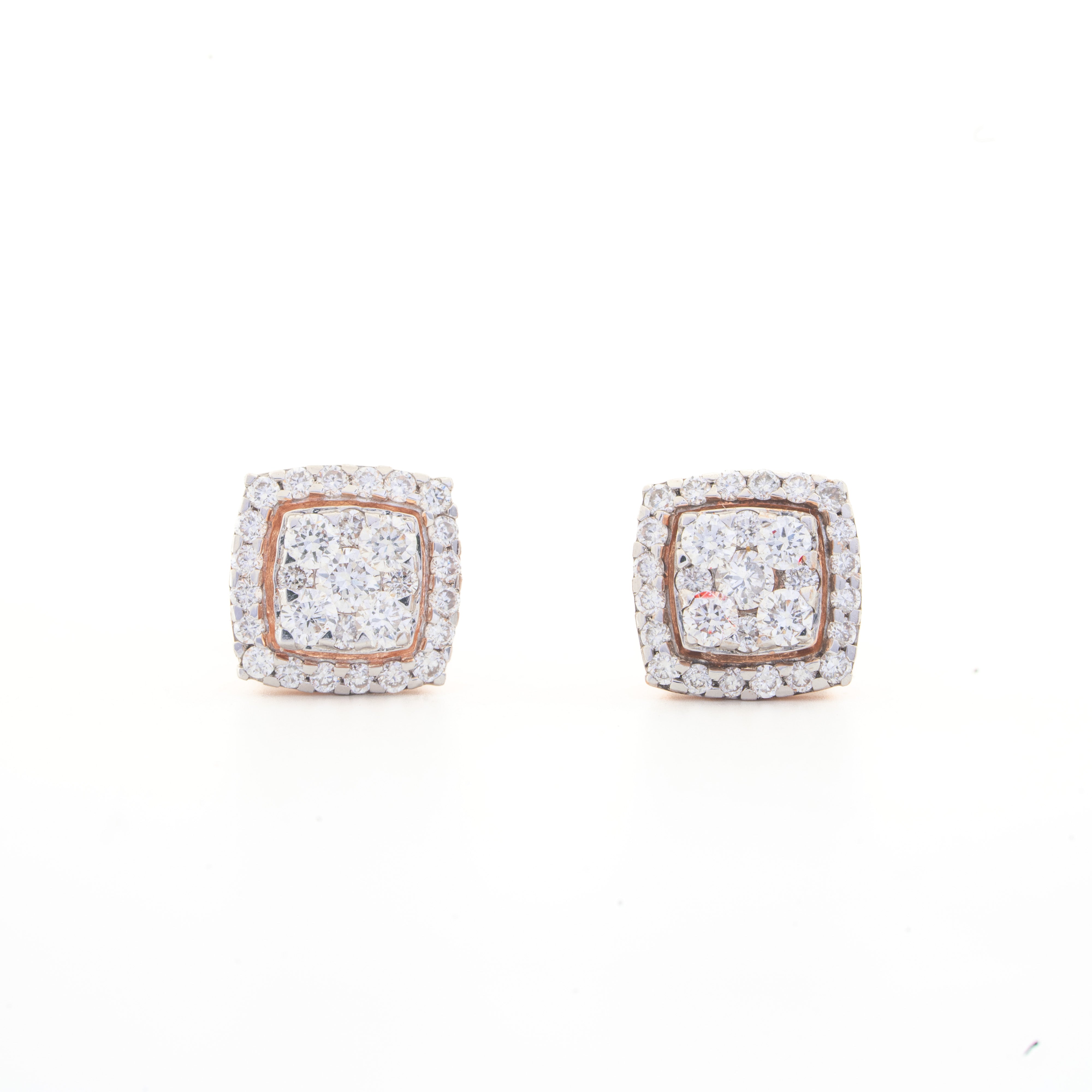 Cushion Halo Diamond Stud Earrings